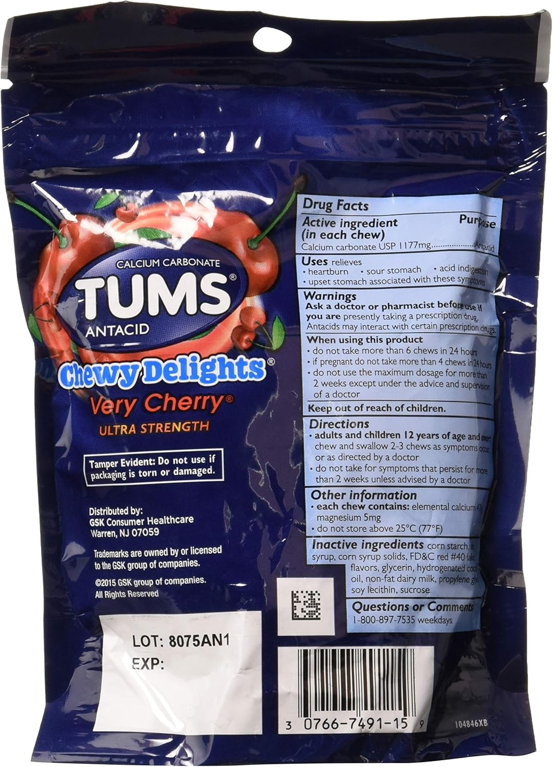 Tums Chewy Delights Capsules, Very Cherry, 32 CT (Pack of 2) image number 2