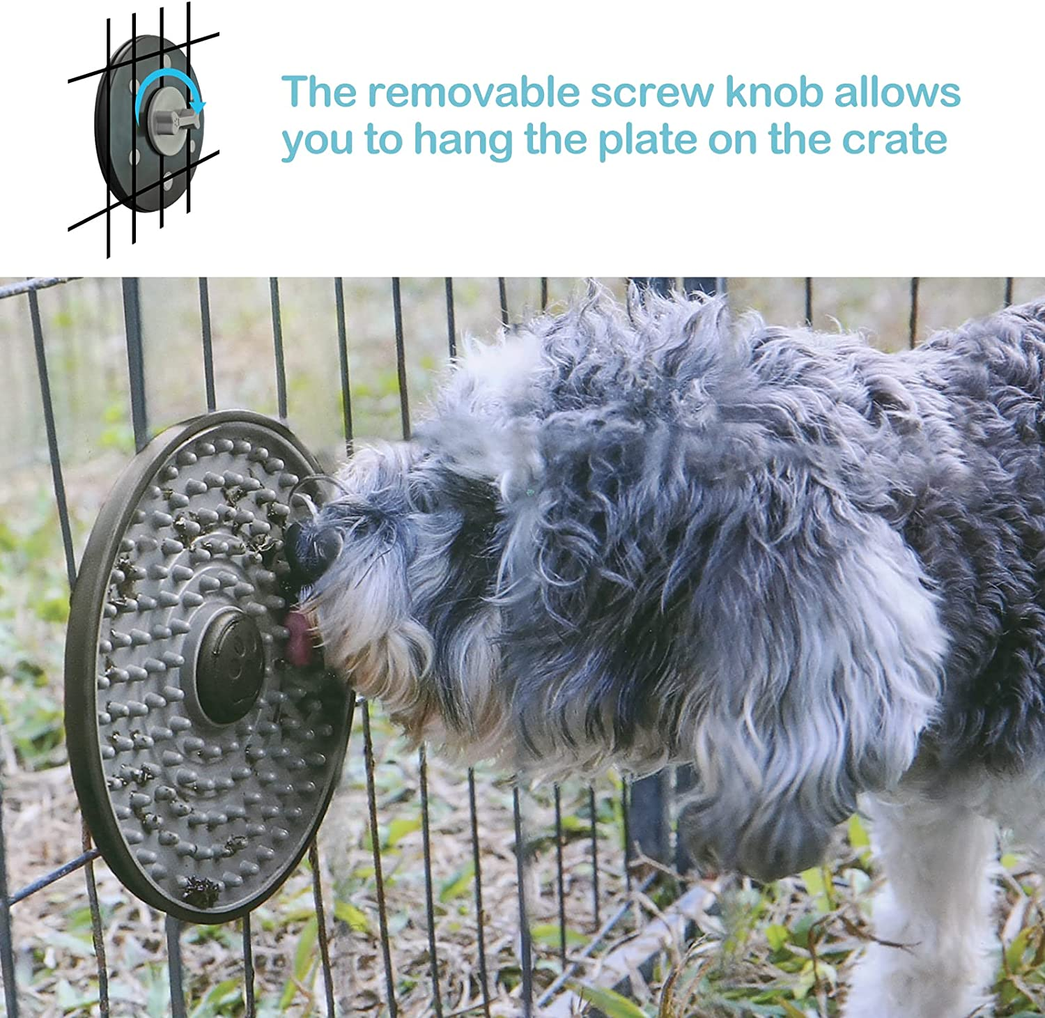 Avont Pet Lick Mat, Dog Treat Pad Licking Plate Slow Feeder for Peanut Butter Wet Food, Soothing Calming Mat for Crate Training Grooming -Grey