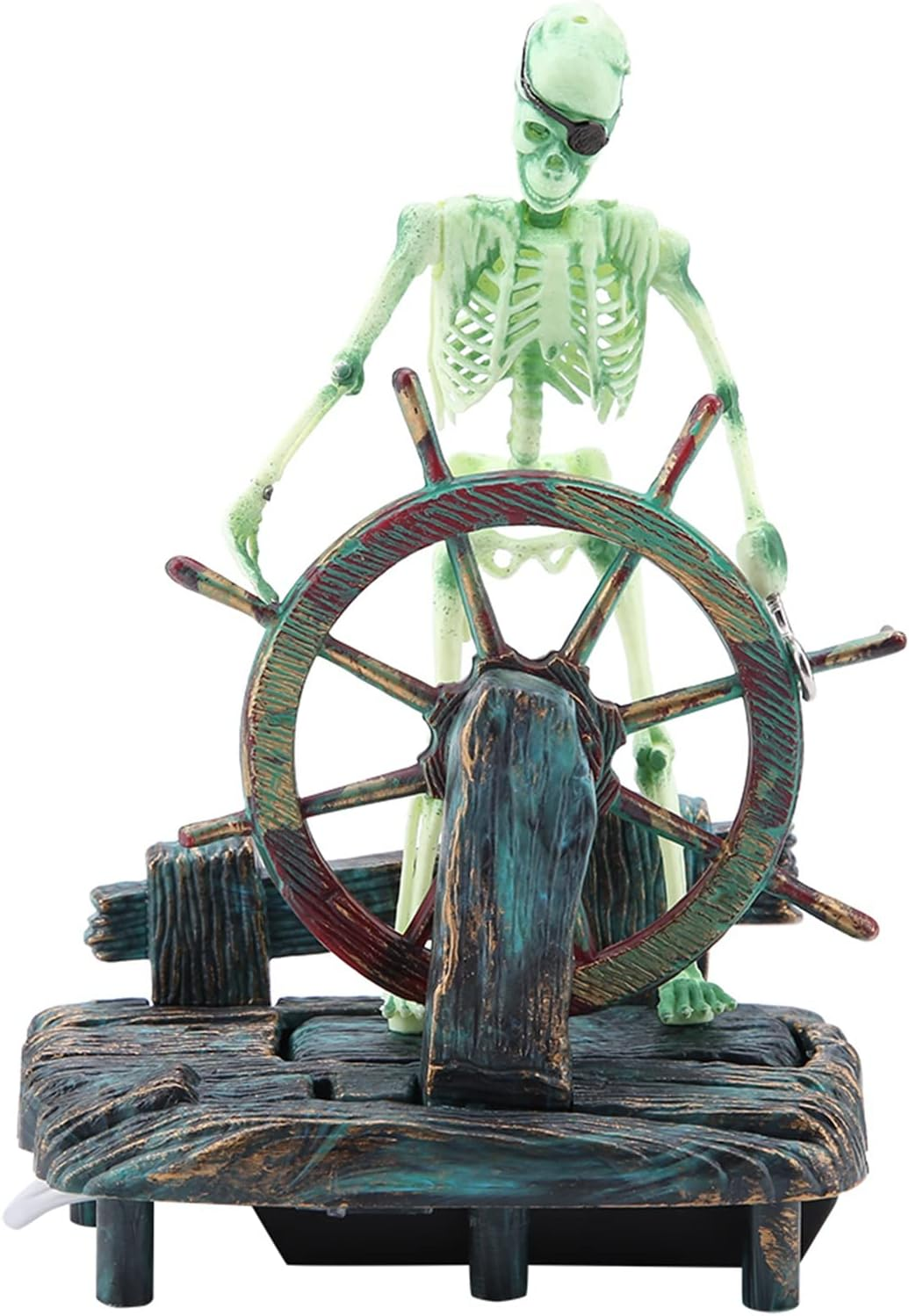 Pirate Captain Skeleton Aquarium Decoration, Vivid Underwater World with Air Action Bubbler for Fish Tank, Landscape Ornament, Ideal Fish Tank Decor image number 6
