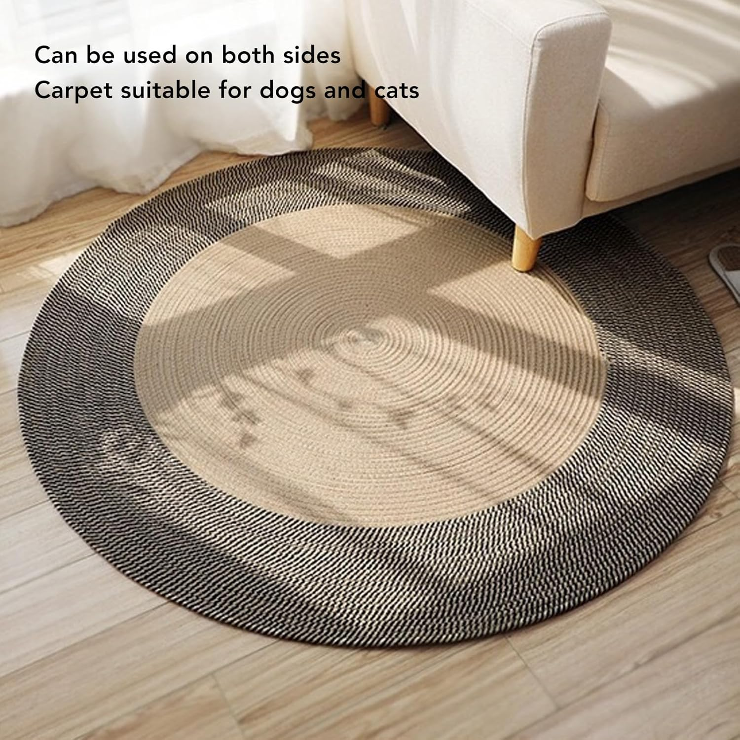 Jute Braided Rug, round Jute Rug, Hand Woven Reversible Fashionable Area Rug, Circle Carpet, Area Rug for Bedroom, Hallway, Living Room, Kitchen (Retro Color)