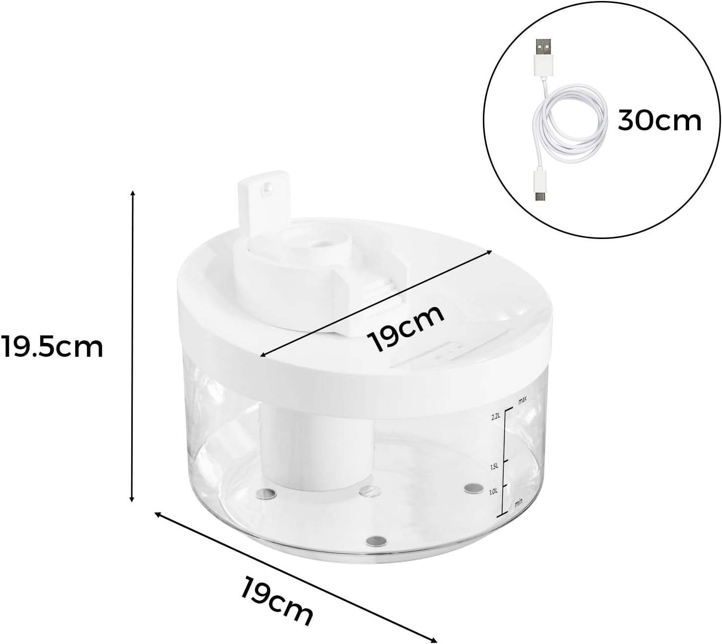 Pawz Smart Pet Water Fountain 2.2L for Cats Dogs, LED Automatic Cat Drinking Fountain Quiet Pump and Dry-Run Protection, Adjust Water Flow, Wireless Sensor, Fresh Circulating Water Filtration System image number 1