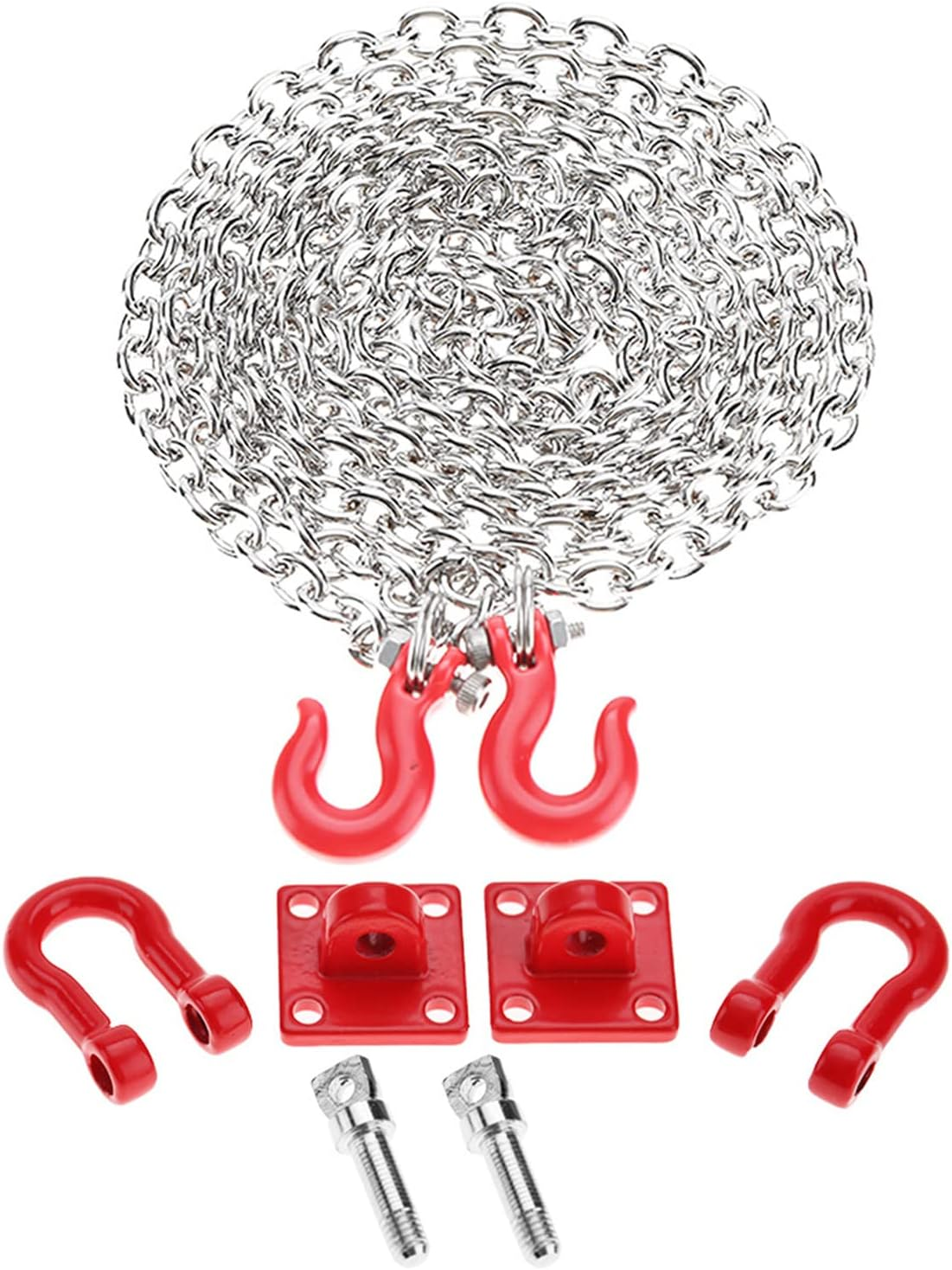 Tow Hook Trailer Chain for 1:10 RC Car Crawler, U Shaped RC Car Tow Hook for RC Climbing Crawler Car, RC Trailer Chain Hook Tow Rope for Traxxas, Hsp, Redcat, Tamiya, Axial, Scx10 image number 1