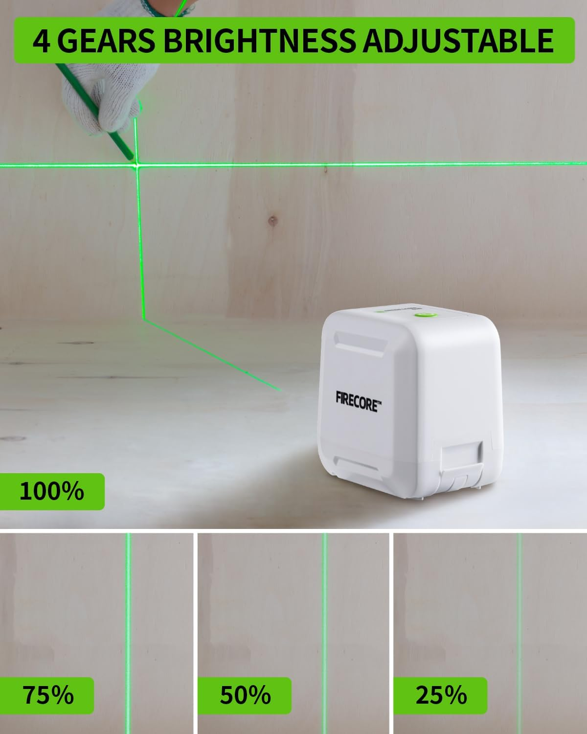 Firecore Laser Level with Tripod, Self Leveling Laser Level Green Cross Line Laser Leveler Tool for Picture Hanging Wall Tile Home Renovation Indoor Projects, Carry Pouch and Battery Included image number 1