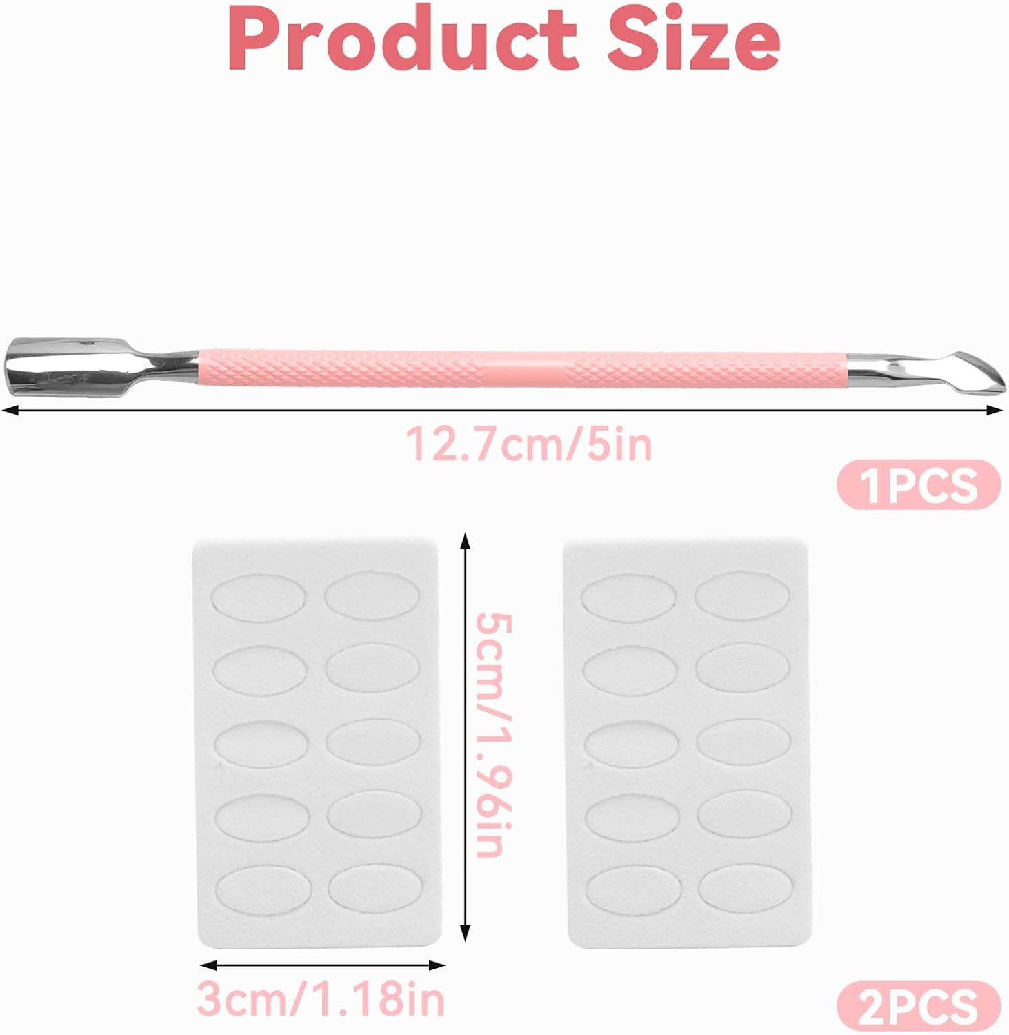 TNSLAND Cuticle Pusher for Manicure Pink Stainless Steel Cuticle Pusher Metal 12.7 Cm with 20 Sandpaper Nail Cleaner Fingernails, Professional Nail Pusher Nail Art Tool for Nail Care, Nail Studio image number 4