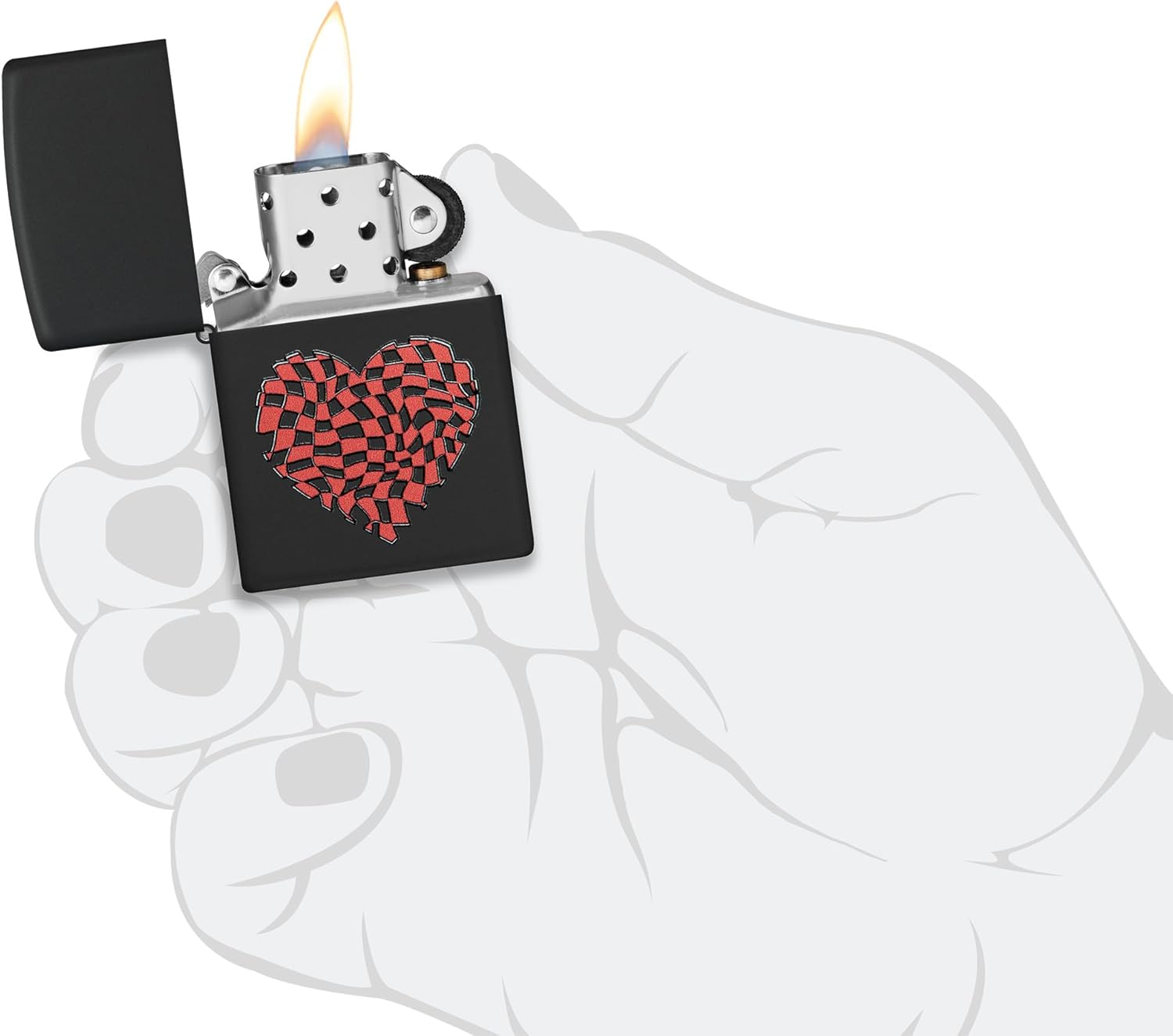 Zippo Heart Design Windproof Lighter, Black Matte image number 2