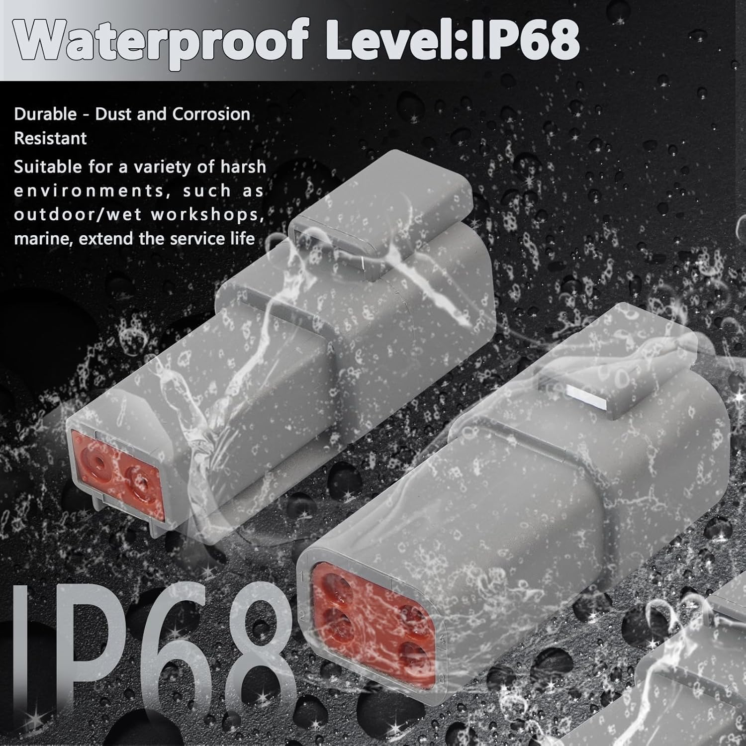 338 Pcs DT Deustch Connector Kit,2 3 4 6 8 12 Pin Connectors, Crimping Tool(12-20Awg), DT Connector Removal Tool, Size 16 Solid Terminal Contacts(14-20Awg), Waterproof Automotive Electrical Connector image number 4