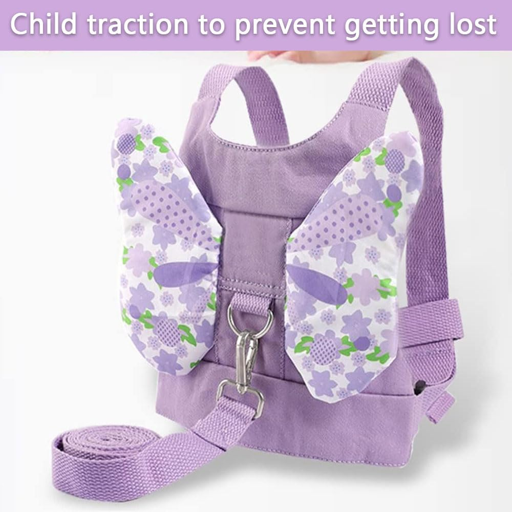 Anti-Lost Toddler Leash with Butterfly Wings Backpack &ndash; Child Safety Harness with Wrist Link for Kids, Baby Walking Wrist Strap with Key Lock &ndash; Travel, Shopping, Outdoor Safety for Girls image number 2