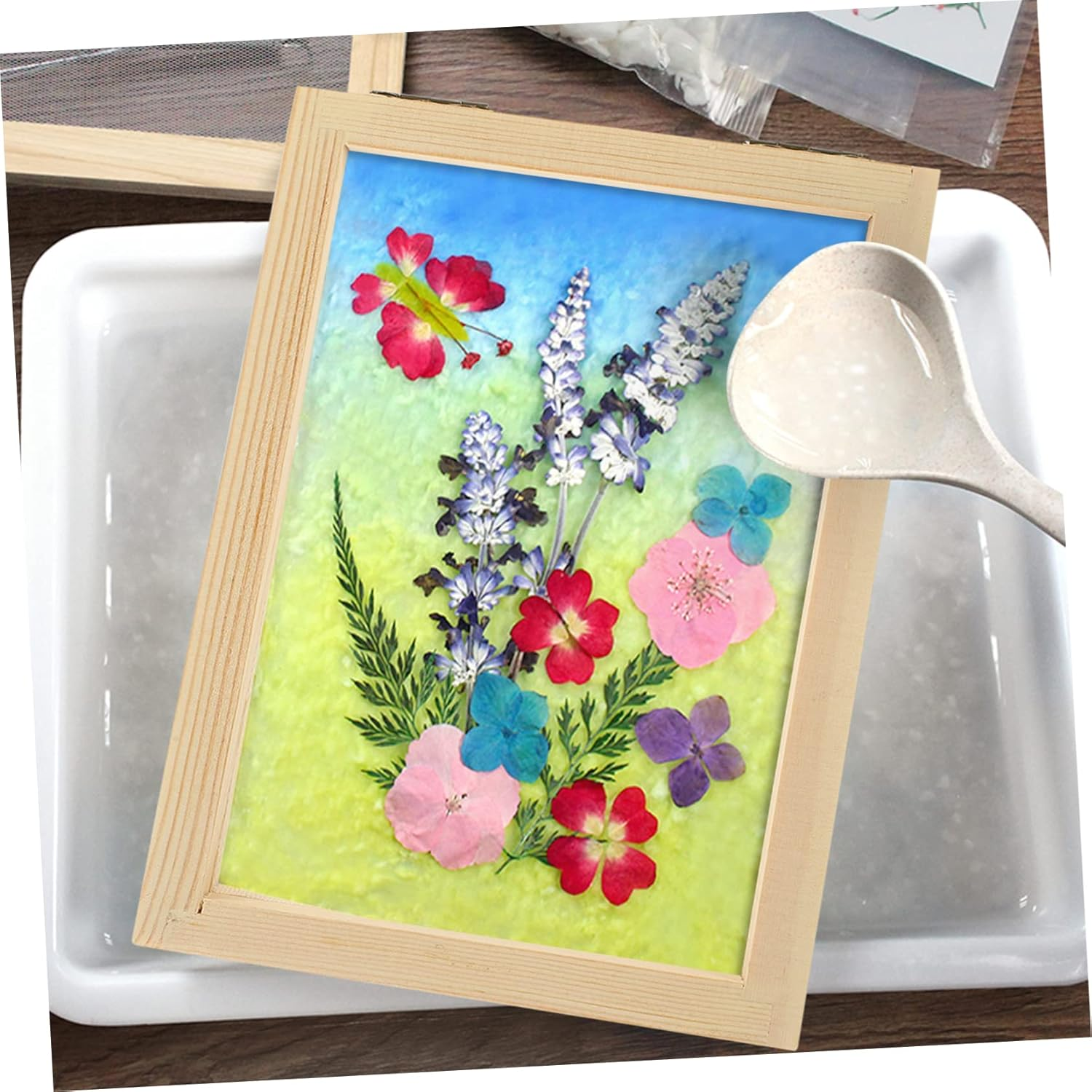 PLAFOPE Paper Frame Recycled Paper Screen Deckle with Mesh Making Tools Making Screen Kit Making Kit Mould and Deckle Crafts Supplies Micro-Wave Oven Wooden Child image number 2