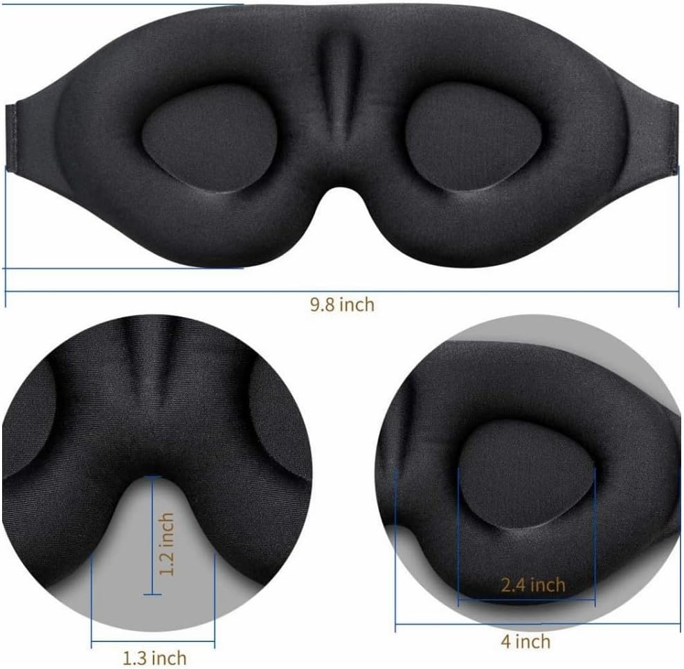 Jindizi Sleep Eye Mask for Men Women, 3D Contoured Cup Sleeping Mask, Concave Molded Night Sleep Mask, Blindfold Soft Memory Foam Molded Eye Shade Cove for Travel Yoga Nap, Black image number 3