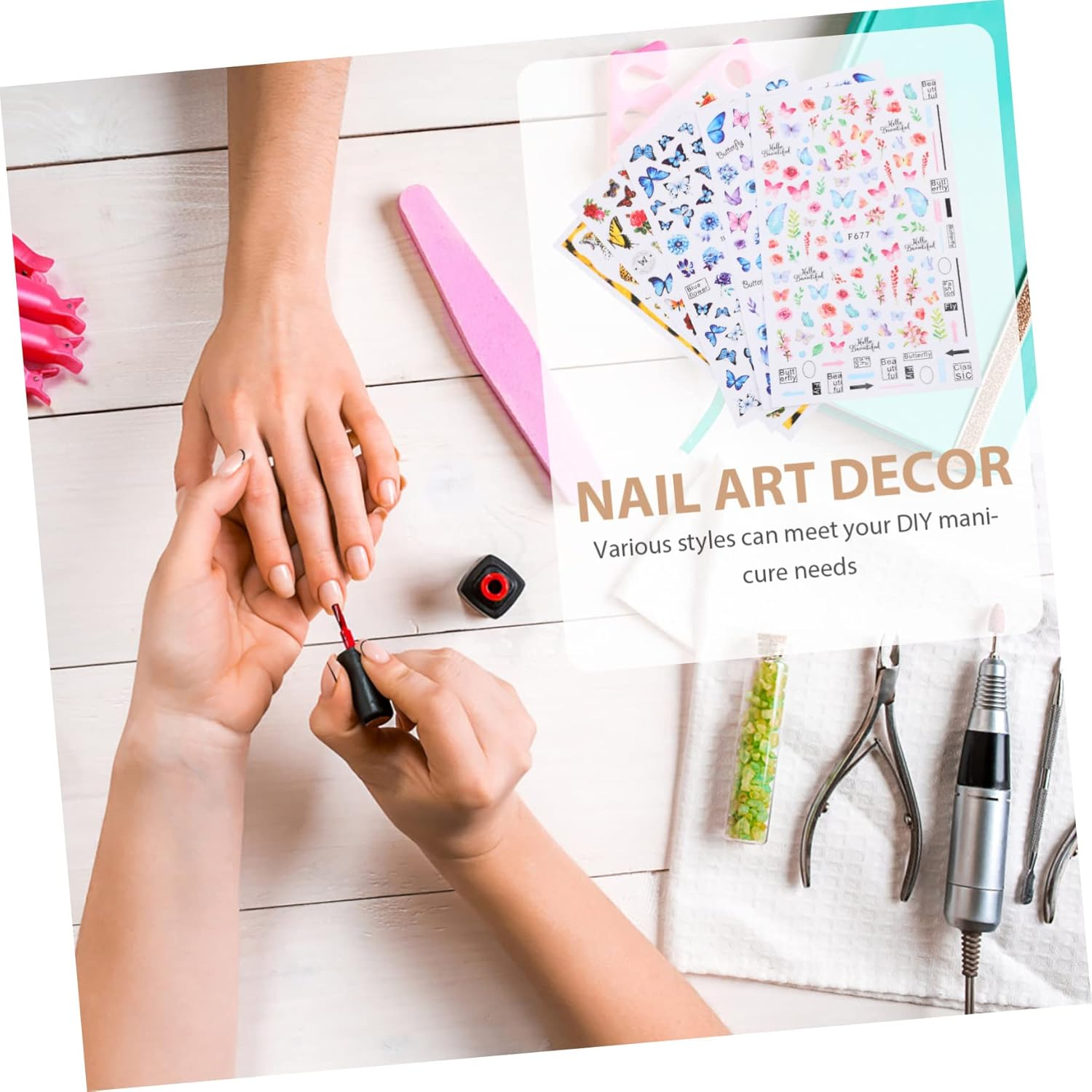 EPIGEIST Vintage Butterflies Nail Art Stickers 5 Sheets Easy to Stick DIY Nail Decals for Women Daily Use Manicure Decoration image number 6