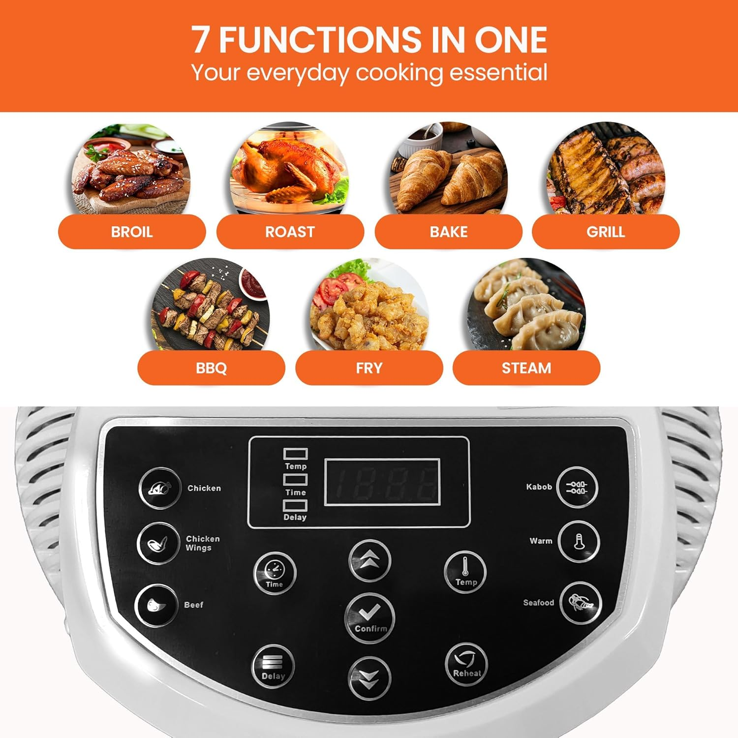 Pronti 17L Convection Oven Air Fryer Digital Turbo Healthy Broiler Cooker 1400W Roast Bake Grill BBQ Fry Defrost - Black image number 5