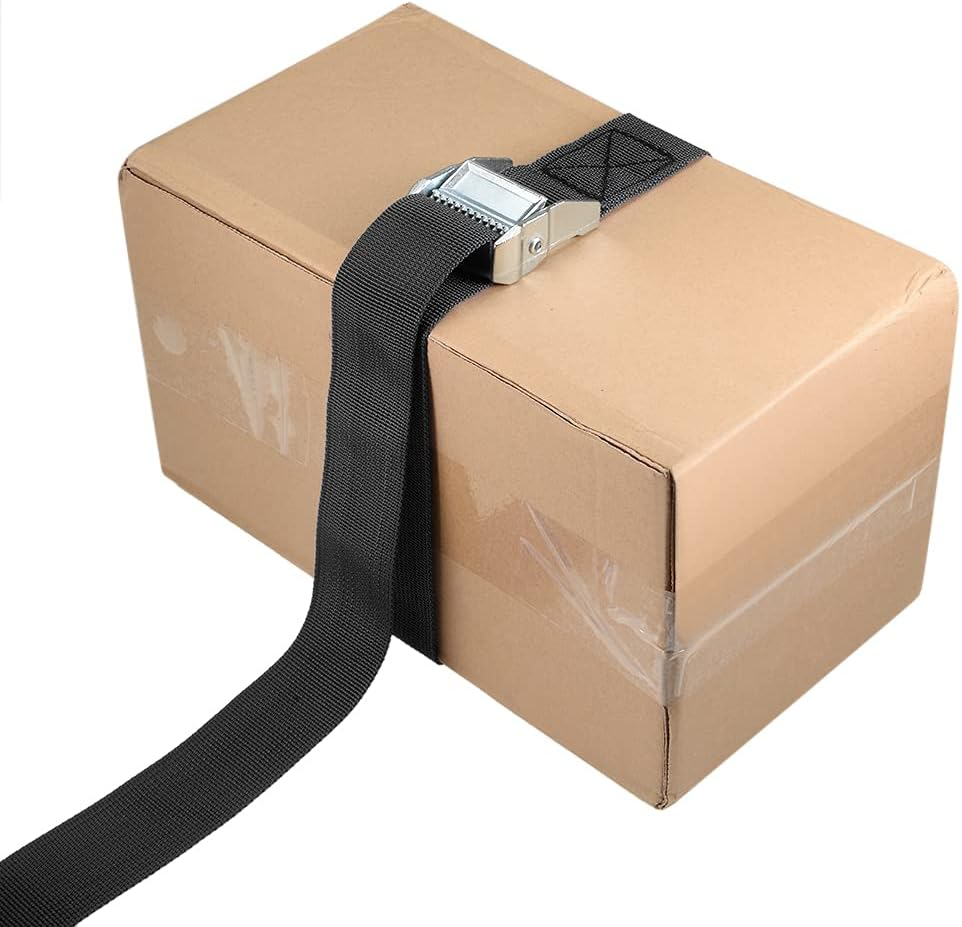 Tie down Straps 2 Pcs Lashing Strap 2.5Cm X 3M Adjustable Heavy Duty Cam Buckle Cinch Straps for Cargo, Trucks, Luggage, Trailer, Motorcycle (Black) image number 6