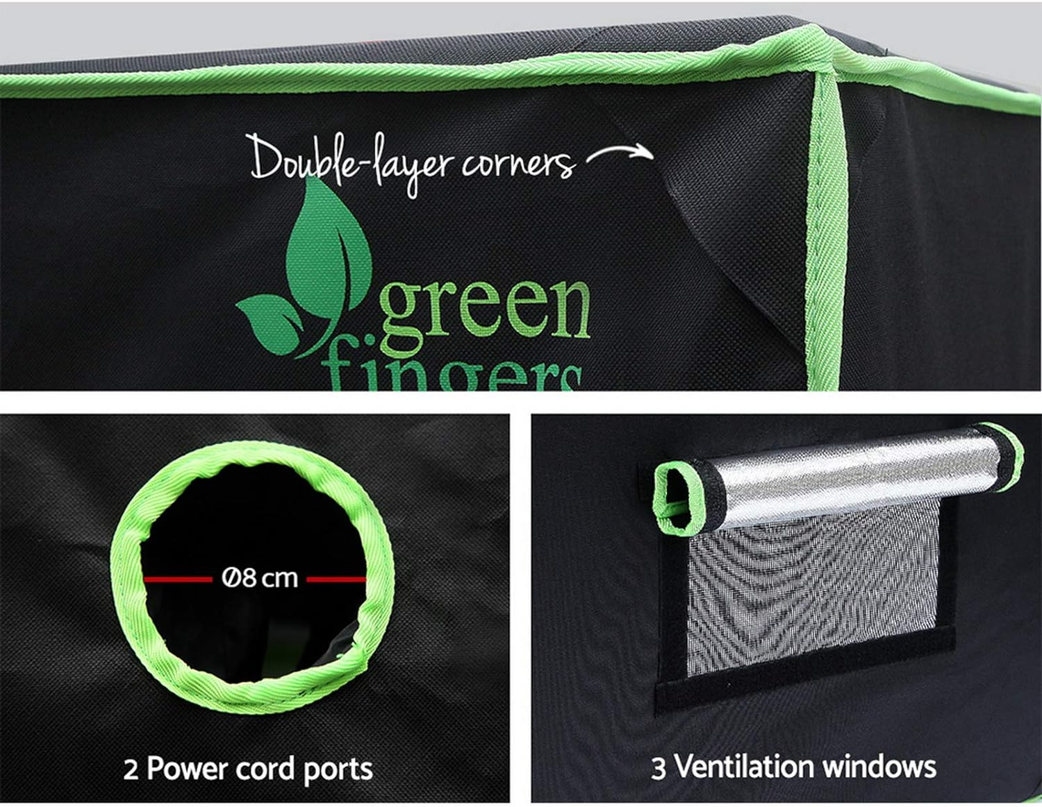 Green Fingers Grow Tent 90 X 50 X 160Cm Hydroponics Growing System Indoor Greenhouse Hydroponic Indoor Plant Kits,600D Oxford Cloth Black Exterior and Steel Frame Highly Reflective Inside image number 2