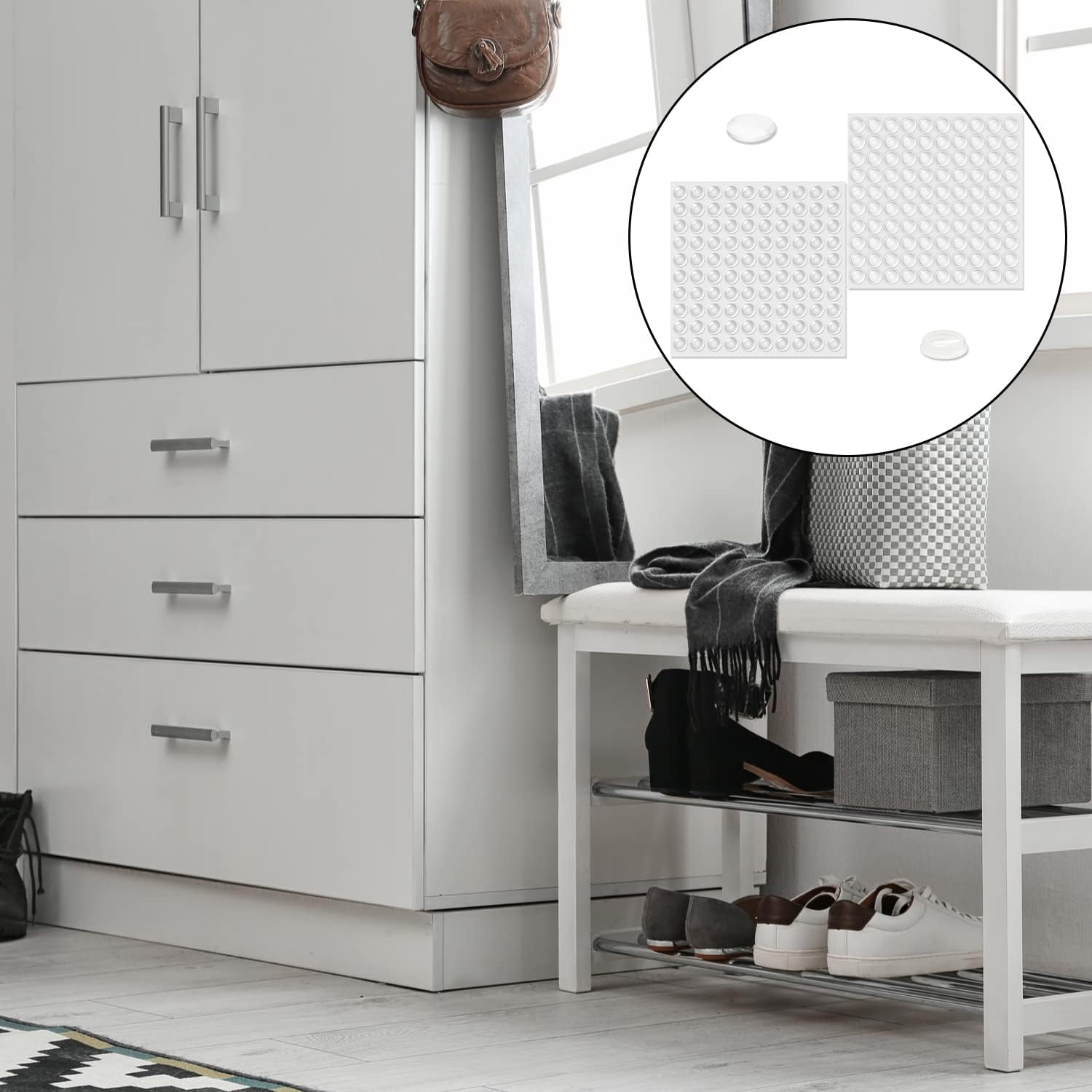 Cabinet Door Bumpers, 200 Pcs Self Adhesive Clear Sound Dampening Rubber Pads for Cabinets Drawer Picture Frame Sound Dampening (8Mm) image number 5