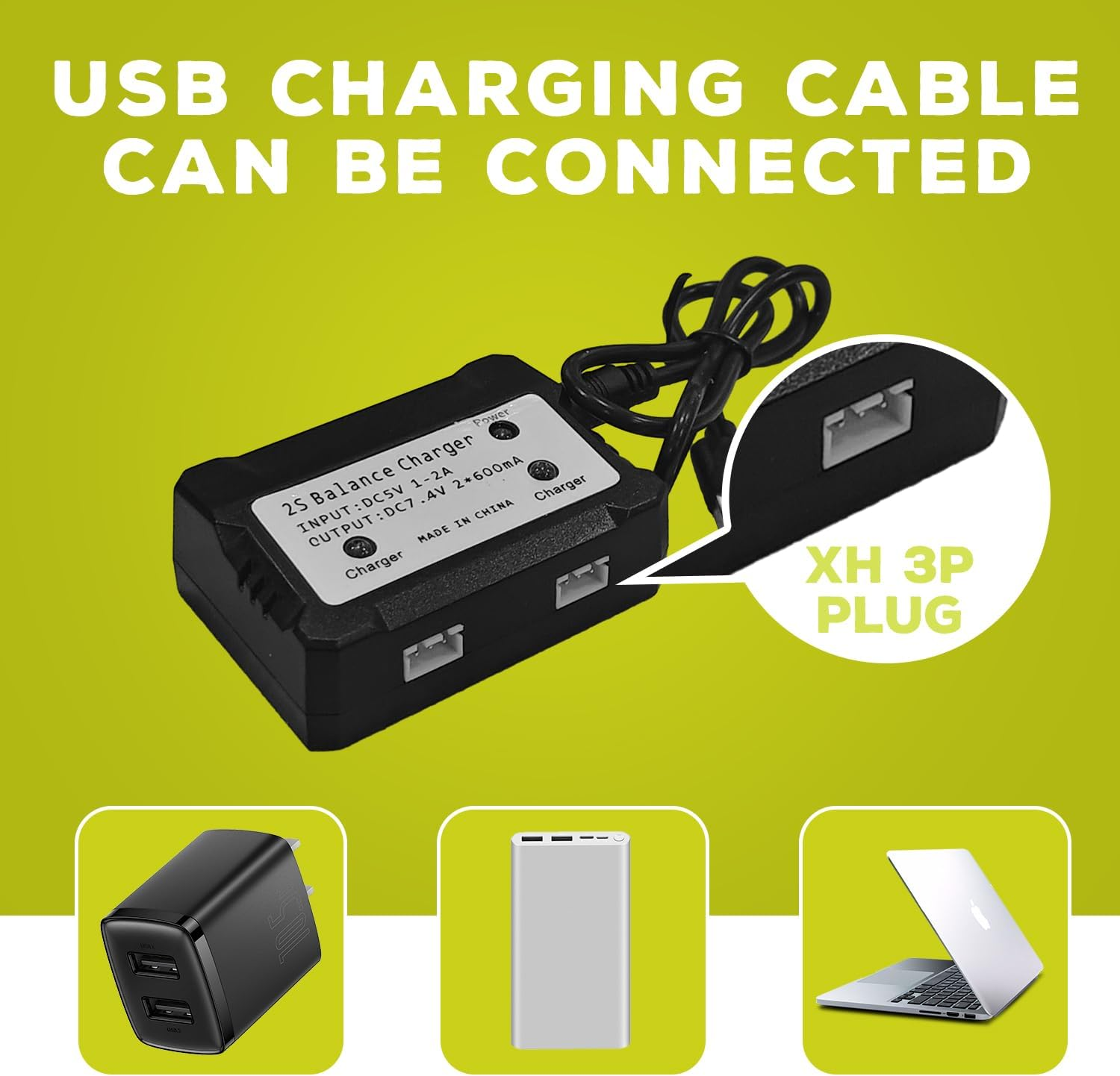 Fytoo 2PCS 7.4V Lipo 2S 50C 800Mah with JST and PH2.0 Plug with 2In1 Charger for SCX24 RC Car Battery, Compatible with Most 1/10, 1/16, 1/18, 1/24 Scale RC Car, Truck and RC Drone Batteries image number 6