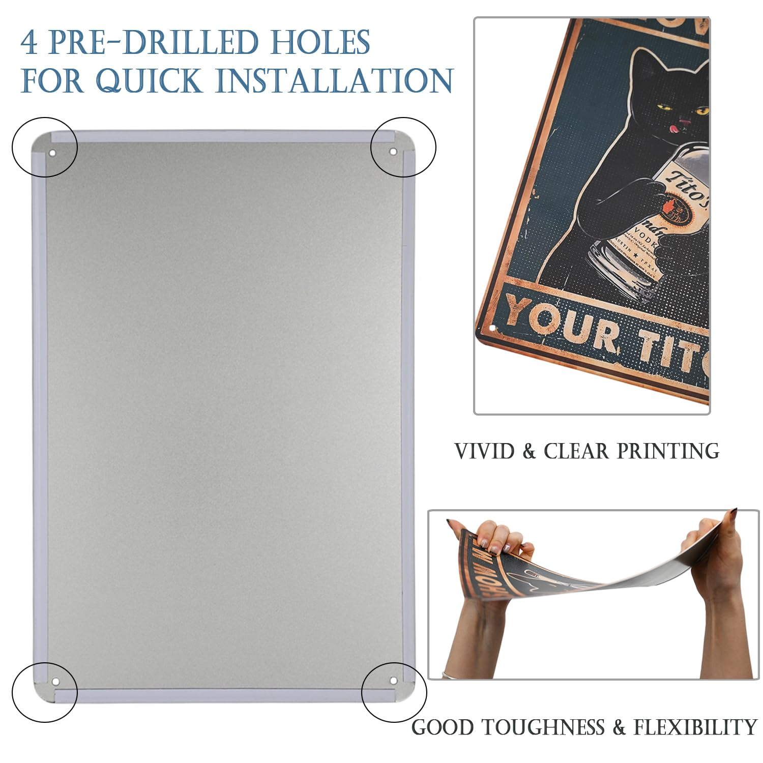 Vintage Cat Bathroom Decor, Metal Bathroom Wall Art, Funny Toilet Wall Decor, Restroom Tin Sign, Black Cat Themed Decor Cat Lover Gifts, 7.9X11.8 Inch, 7.9X11.8Inch (Style 2) image number 2