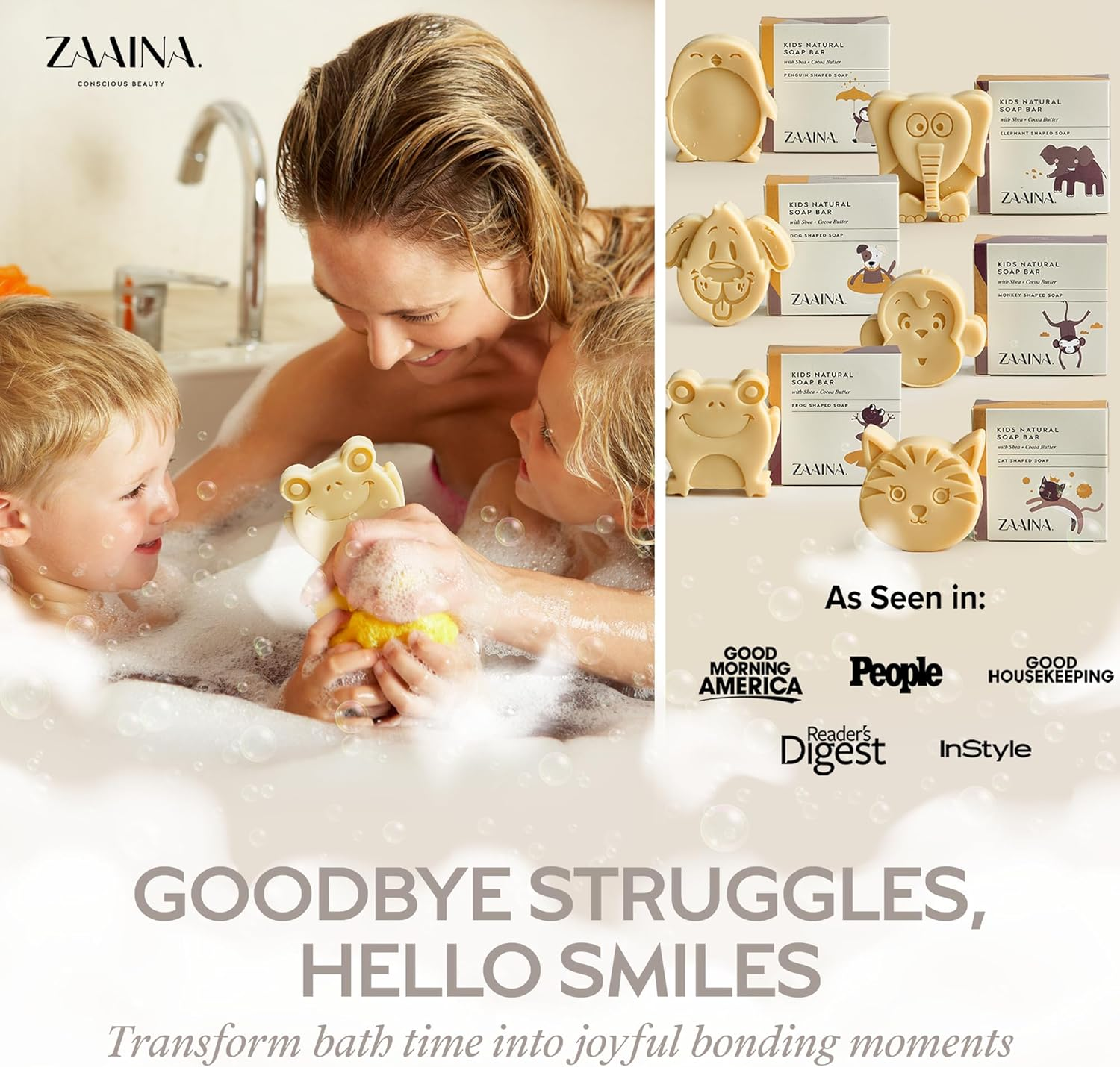 Kids Soap, Unique, Natural, Safe, Cute Animal Shapes, Fun Bath Time for Children, Boys or Girls, for All Skin Types, Handmade in USA, No Chemicals or Artificial Ingredients, 6 Soap Pack (All 6 Styles) image number 6