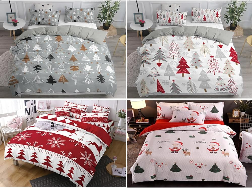 Christmas Quilt Doona Duvet Cover & Pillowcase Set Santa Presents | Xmas Gifts (Double, Xmas-4) image number 2