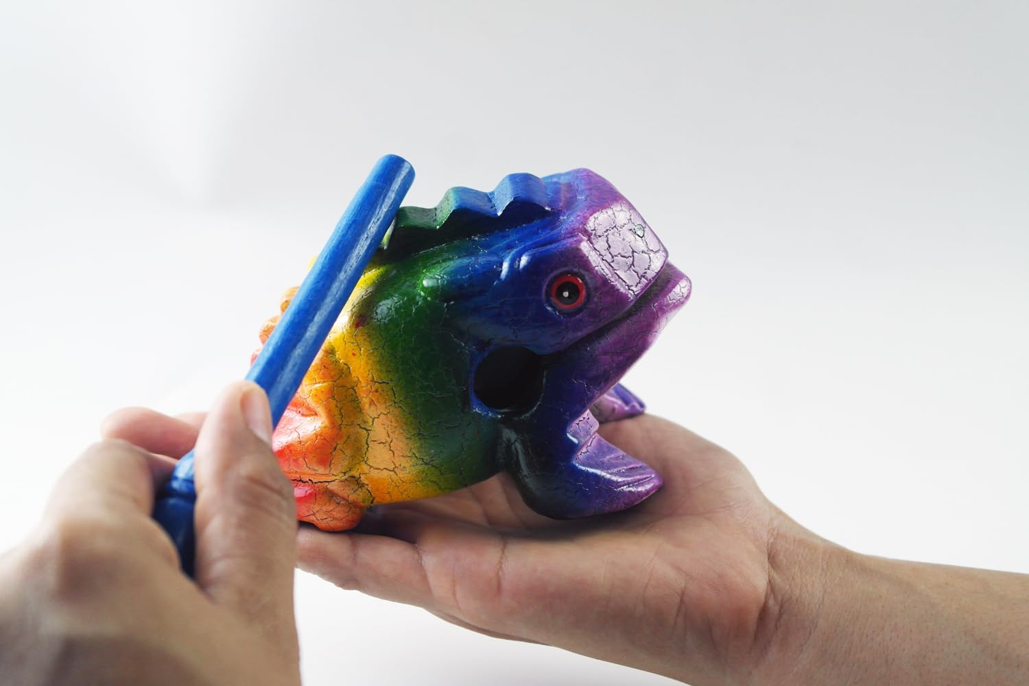 Frog Guiro 4 Inches Wood Block Musical Instrument Percussion Musical Instrument Perfect Size Natural Wood G&uuml;iro Frog (Rainbow) - Green image number 7