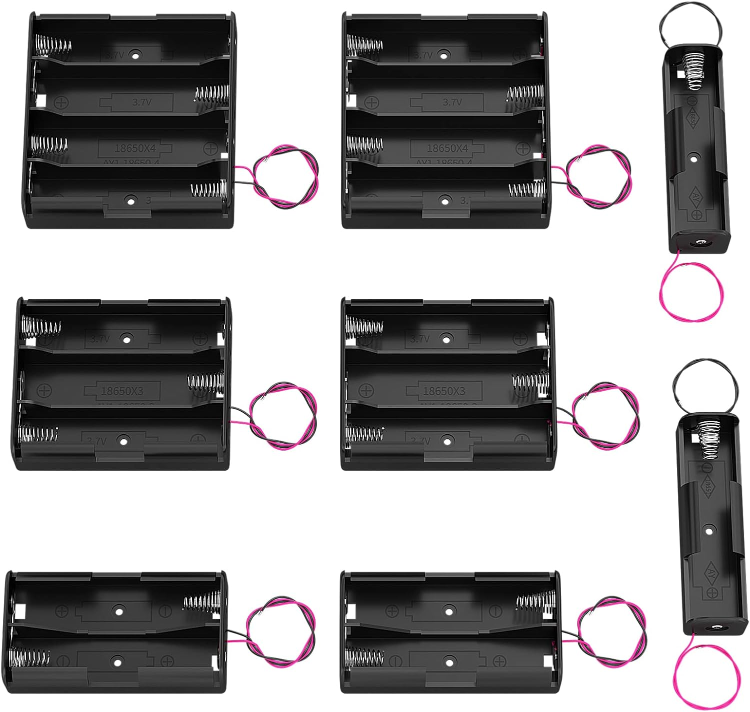 DAIERTEK AA Battery Holder Pack Single 1-4 AA Battery Holder with Switch Leads Cover Battery Box Case -Total 8Pcs
