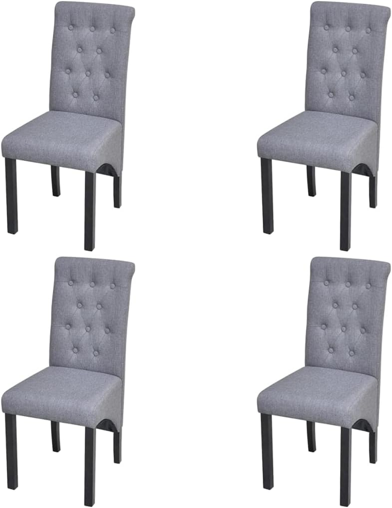 Vidaxl Set of 4 Light Grey Fabric Dining Chairs with Solid Wooden Legs, Scandinavian Farmhouse Style with Comfortable Upholstery - Kitchen Furniture image number 1