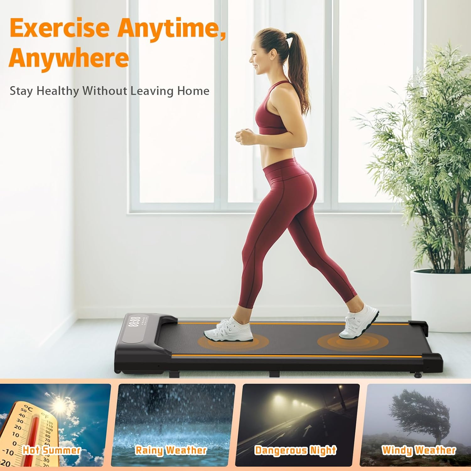 Advwin 3 in 1 Walking Pad Treadmill, under Desk Treadmill for Jogging & Walking, Compact Portable Walking Running Machine with Shock Absorption & Non-Slip for Home&Office | LED Display |Quiet Motor