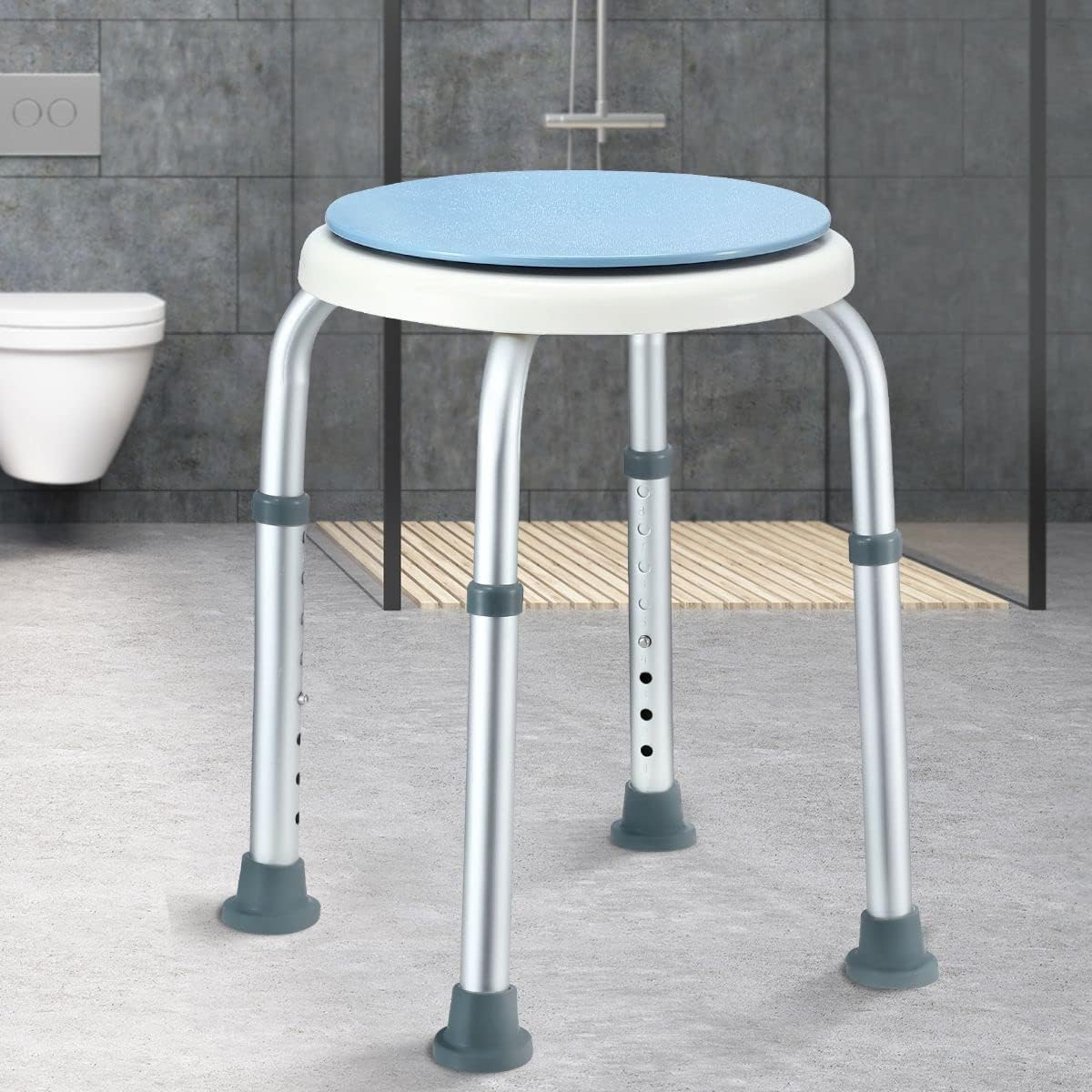 360 Degree Rotating Shower Stool Swivel Shower Chair Adjustable Bath Seat Bathroom for Elderly Disabled Seniors image number 2