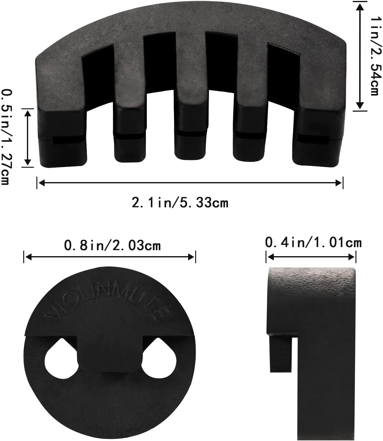 4Pcs Rubber Violin Mute, 2Pcs Claw Style & 2Pcs round Tourte Violin Mute Black Practice Mute Violin Ultra Practice Silencer for Musical Instruments image number 3