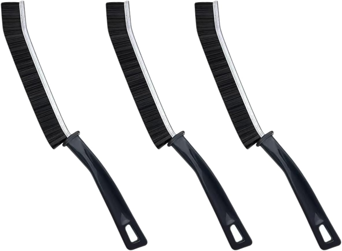 BRARIOS Crevice Cleaning Brush with 15&deg; Angle & Ergonomic Handle Hard Bristles for Stubborn Stains Multi-Surface Scrubber for Bathroom Kitchen Windows (2P)