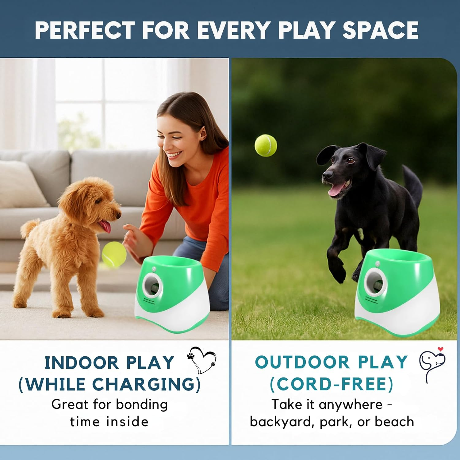 Automatic Dog Ball Launcher for Small & Large Dogs Adjustable Distance 10-30 FT & Rechargeable Fetch Machine Perfect Indoor & Outdoor Interactive Toy Green, Includes 6 Balls Pet Training image number 6