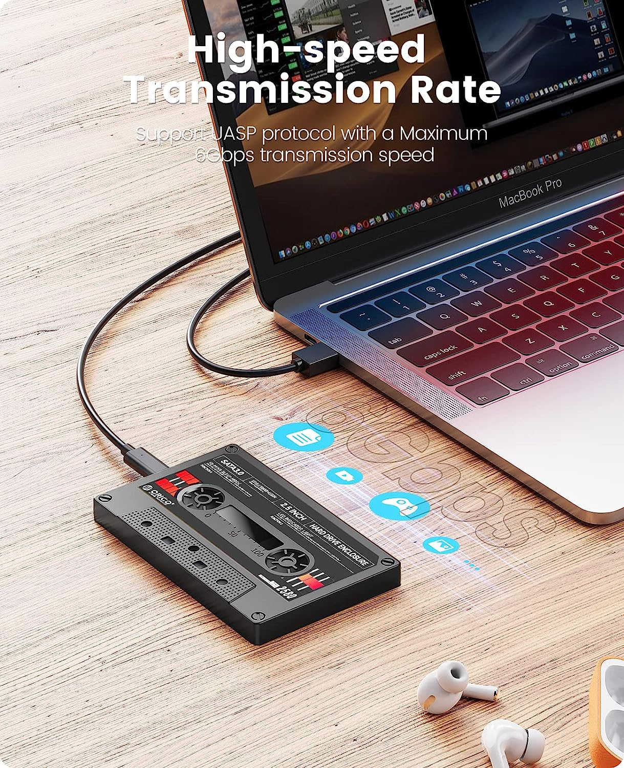 ORICO 2.5 Hard Drive Enclosure USB C to SATA III for 2.5Inch SSD HDD 9.5Mm 7Mm External Hard Drive Case Max 6TB Compatible with WD Seagate Toshiba Samsung Hitachi PS5 Xbox[Uasp Supported] image number 5