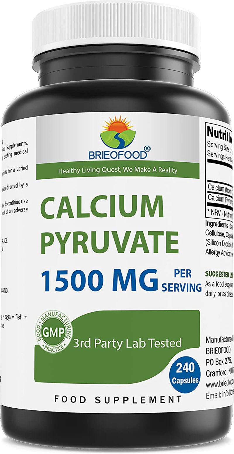 Brieofood Calcium Pyruvate 1500Mg per Serving - 240 Vegetarian Capsules image number 2