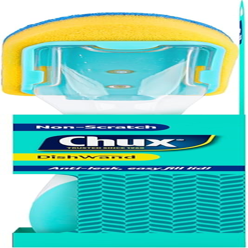 Chux Dishwand Handle, Soap Dispensing Dishwand with Non-Scratch Angled Scrubber, 1 Count image number 1