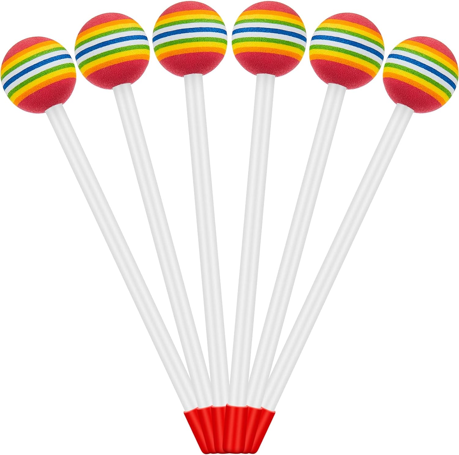 Chalyna 6 Pieces Lollipop Felt Drum Stick Soft Lollipop Timpani Mallets Foam Head Percussion Sticks Rainbow Plastic Drumsticks for Kids Hand Percussion Toy Gift Musical Instrument Accessories image number 1