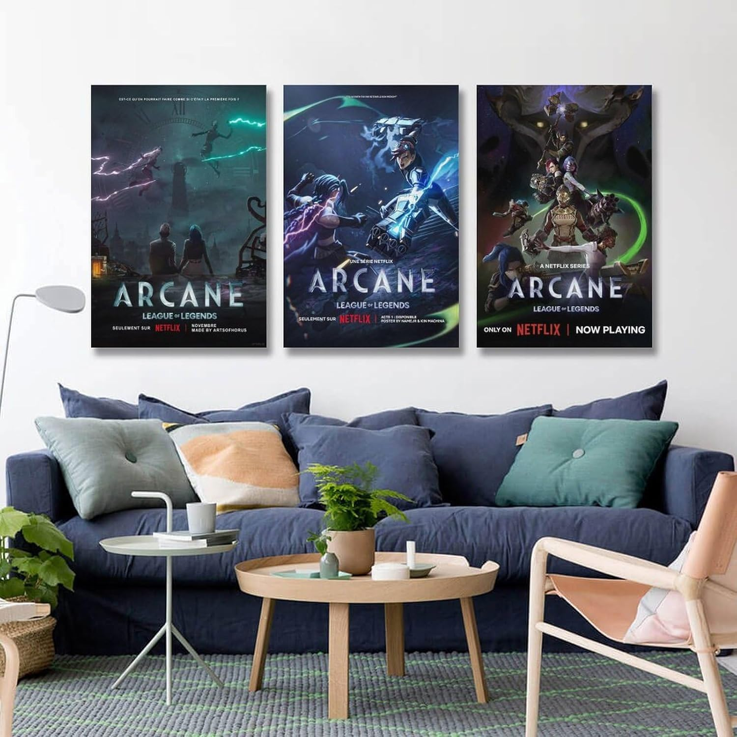 Anime Arcane Poster Poster a Set of 3 Canvas Posters Room Aesthetic Festival Gift Family Bedroom Decor Wall Art Home12X18Inch(30X45Cm)-3Pcs Style