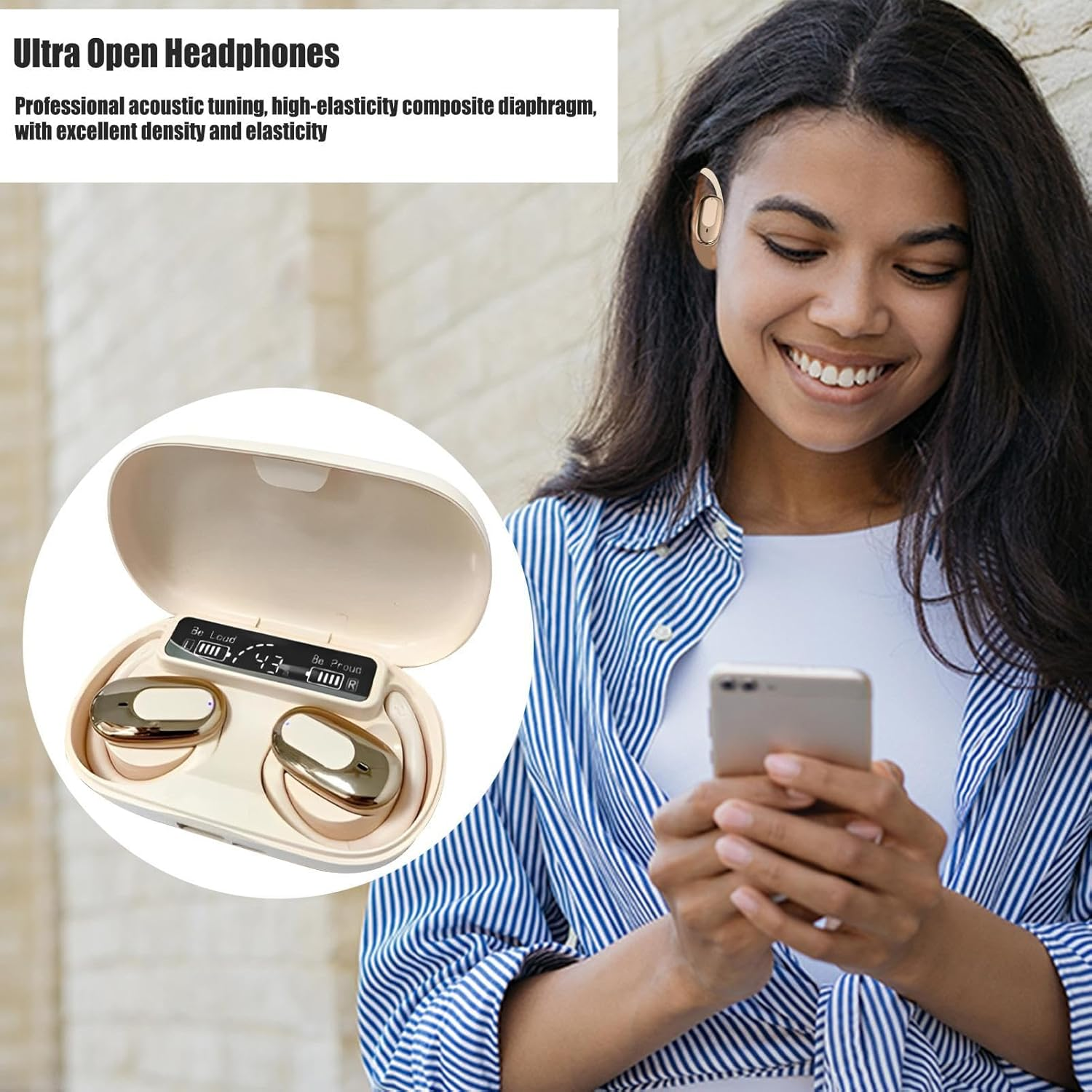 Open Ear Clip Earbuds, Wireless Comfort Open Ear Buds, Long Battery Life Waterproof Noise Reduction Smart Earphone for Travel Men Adults Phones Women Game Home image number 1