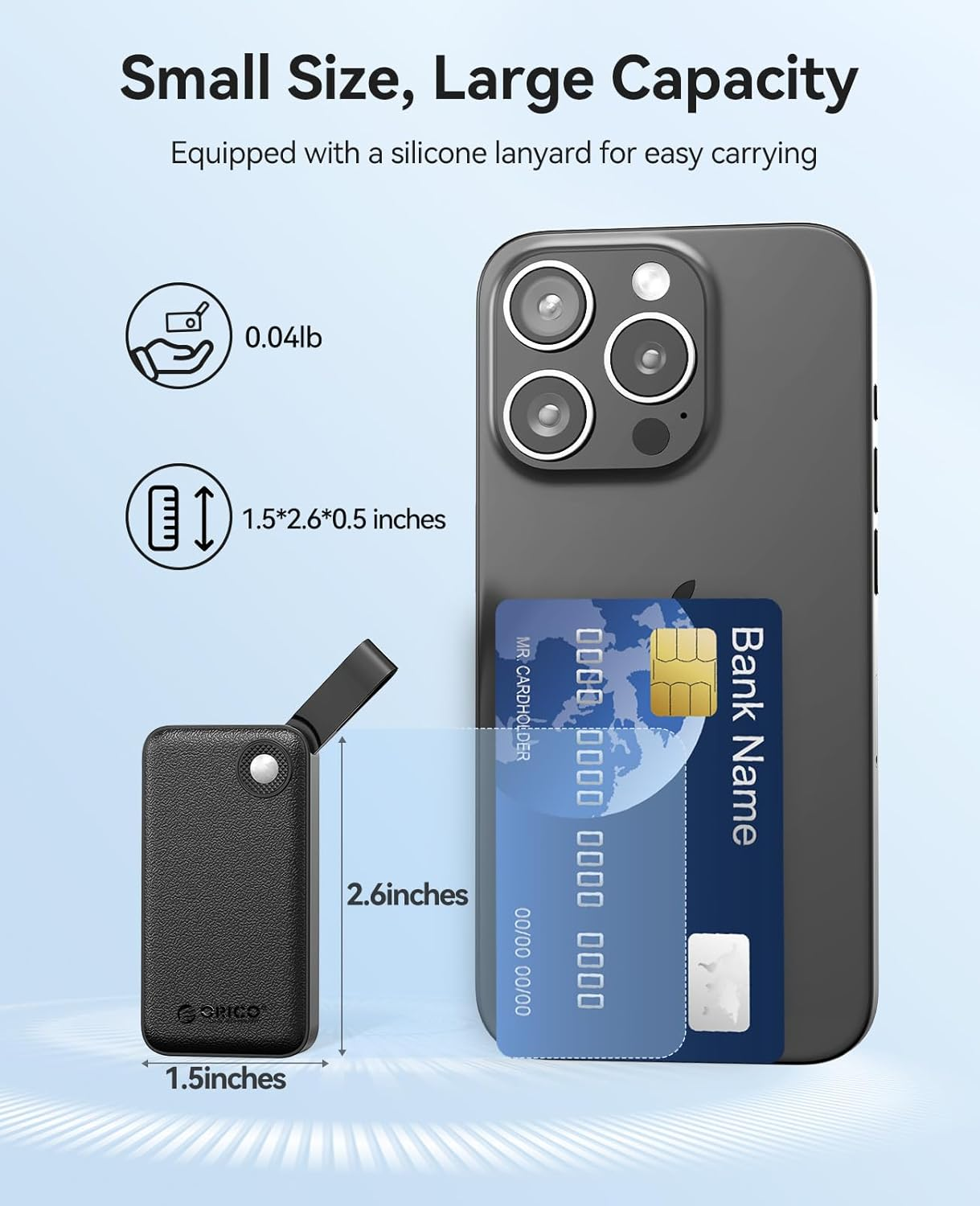 ORICO 1TB Portable SSD, up to 2000Mb/S, USB 3.2 Gen 2X2, Ultra-Mini, Compact with 2 in 1 USB C Cable, External Solid State Drives, Reliable Storage for USB C Smartphone, Tablet, PC - B20 image number 6