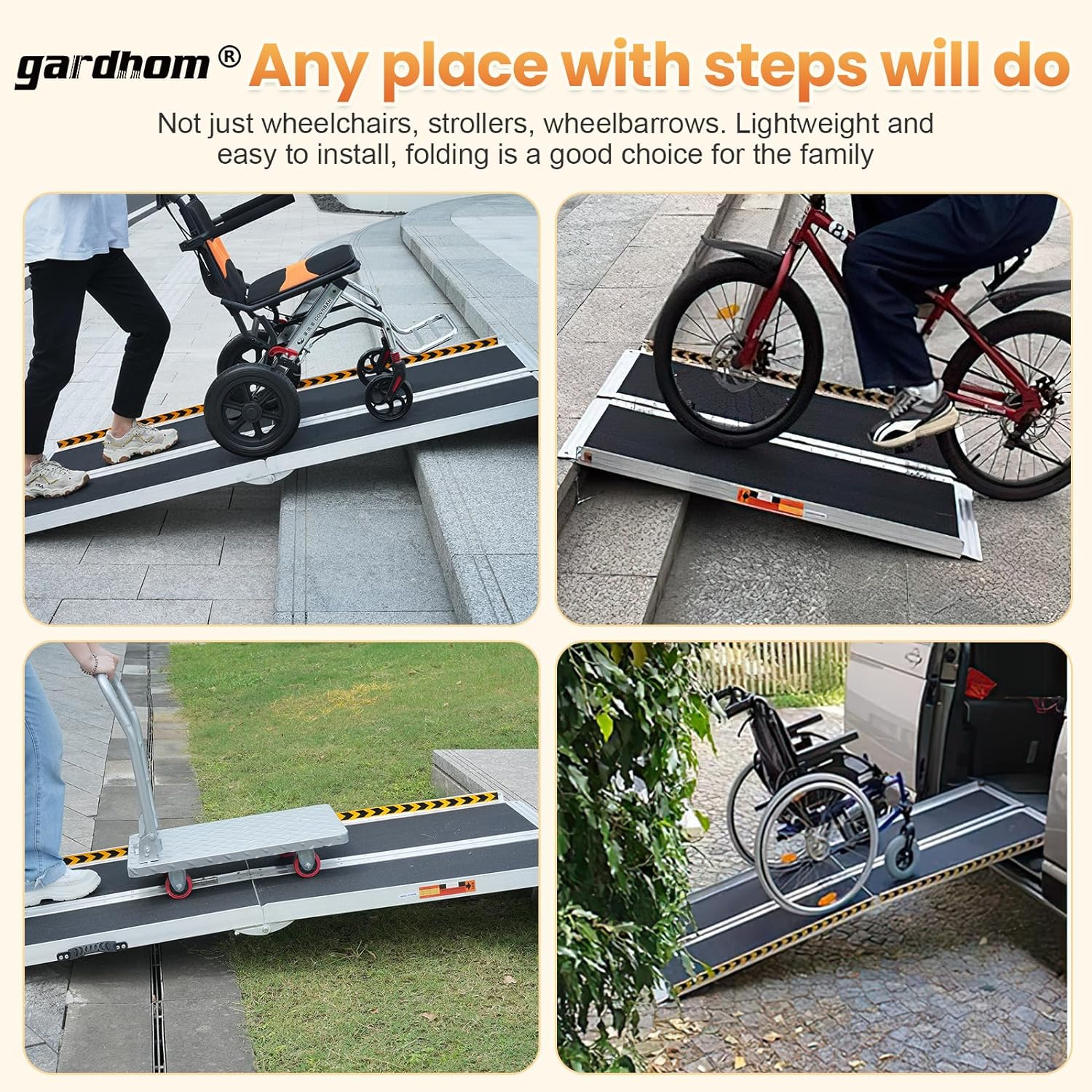 Gardhom Ramps for Wheelchairs for Home 5FT，152.5 * 74Cm Portable Handicap Ramps image number 4