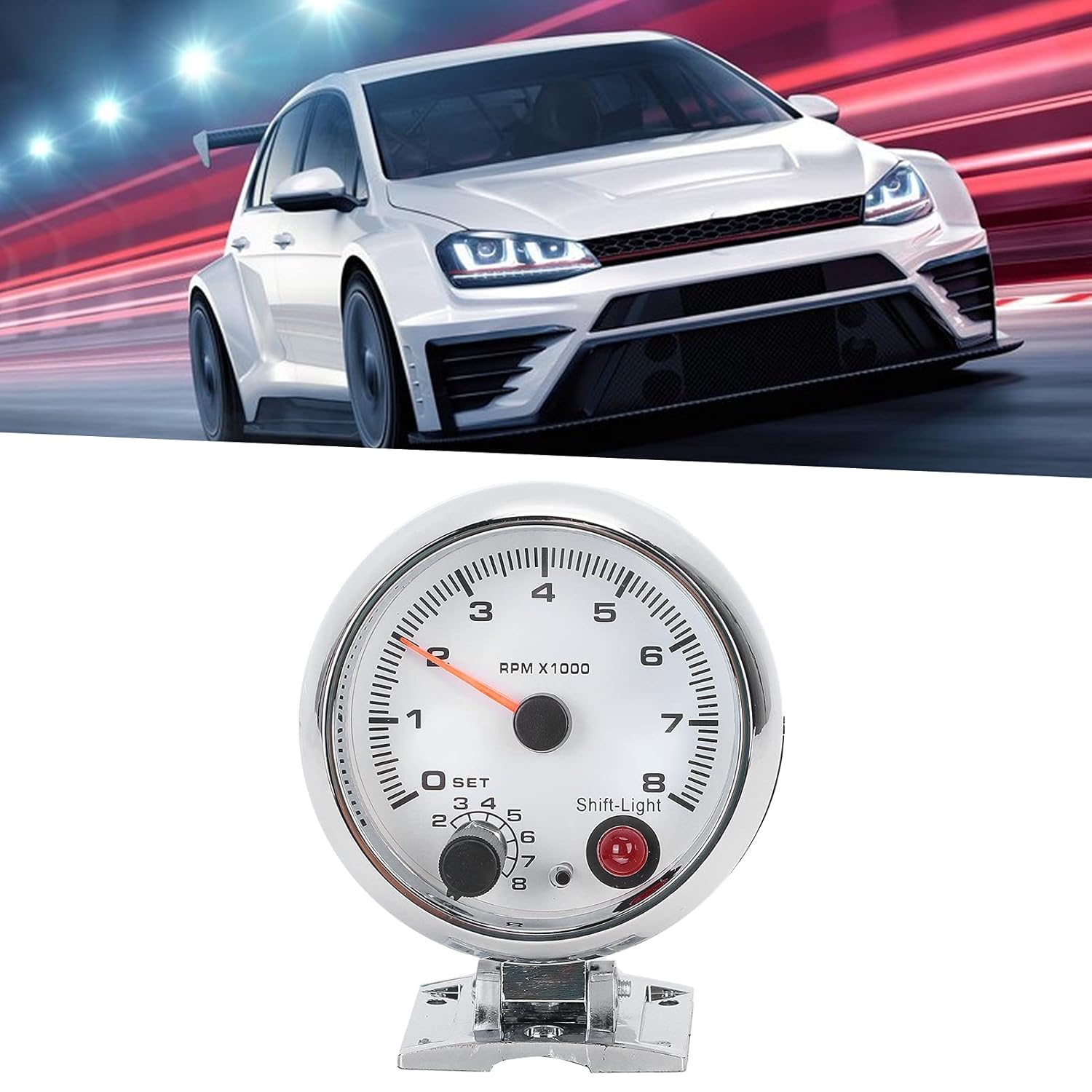 Tachometers Electrical Tachometer 3.75In 0‑8000 RPM 7 Color Background Lights for 4/6/8 Cylinder 12V Gasoline Powered Vehicles Tachometer Tachometer with Shift image number 2