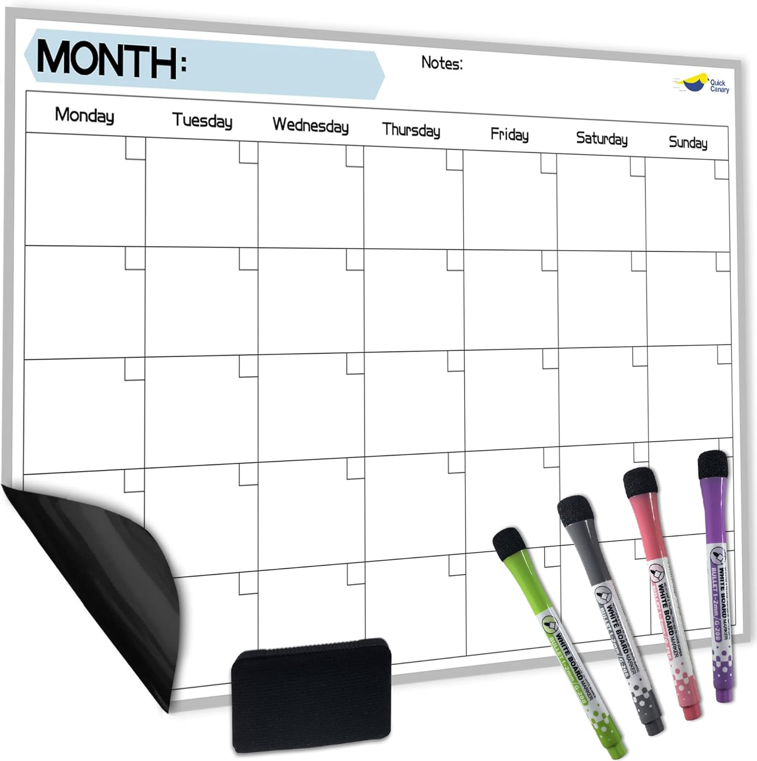 Magnetic Dry Erase Calendar for Refrigerator - 17X12&rdquo; Monthly Calendar Whiteboard for Fridge - No Stains or Ghosts - White Board Planner - 4 Dry Erase Markers and Large Eraser image number 4