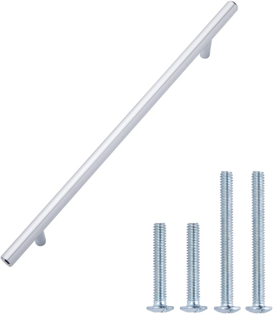 Amazon Basics Euro Bar Cabinet Handle (1.0Cm Diameter), 13.6Cm Length (7.6Cm Hole Center), Flat Black, 10-Pack