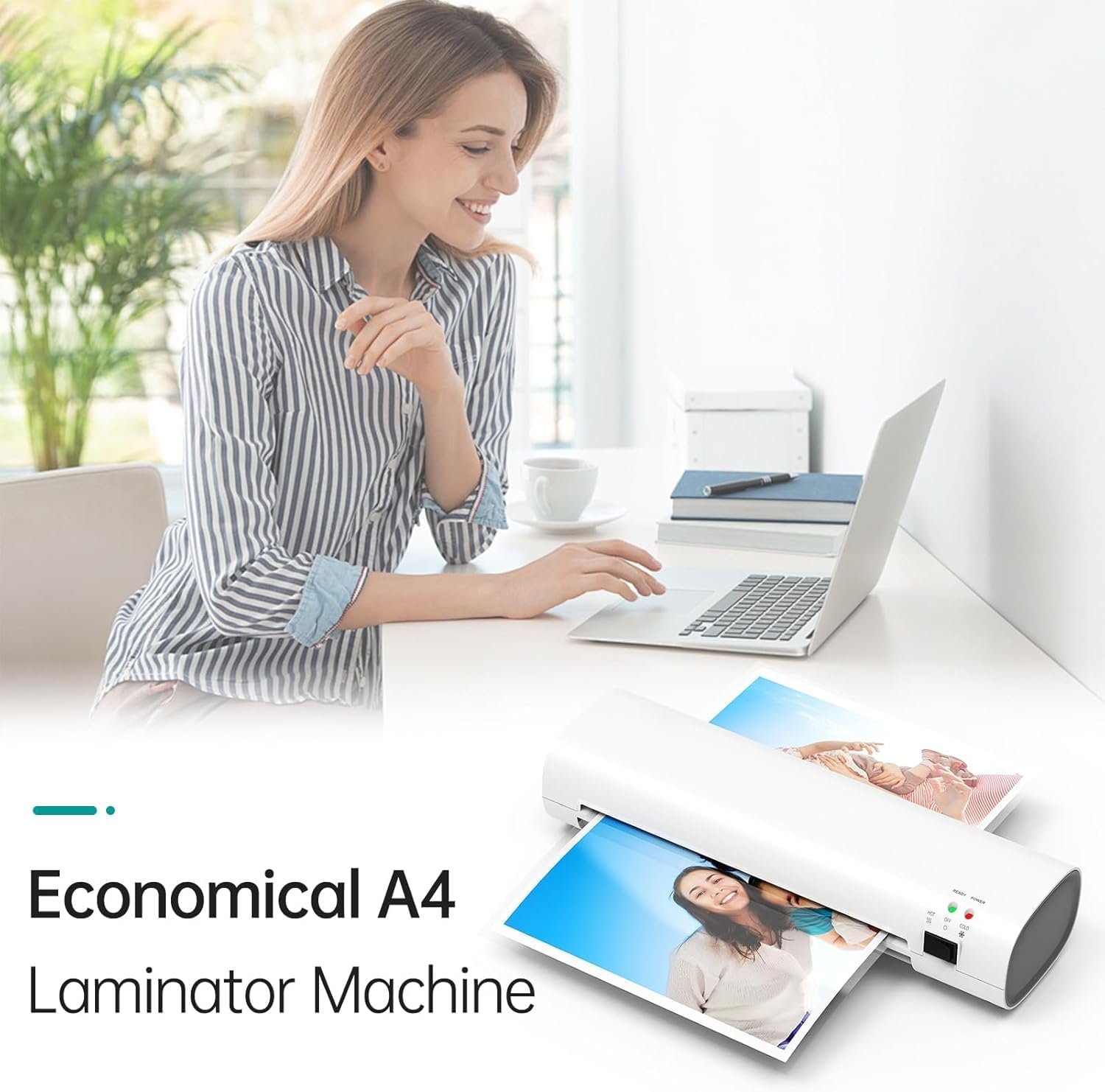 Omiention 9" Hot & Cold Laminator A4/A5/A6 Thermal Laminating Machine with 15 Sheets, 60Hz Dual Roller Fast Lamination, ABS Anti-Jam System for Home/Office/School &ndash; Compact & Portable