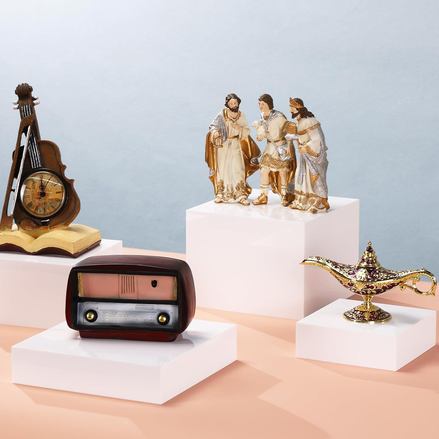 6 Pack Acrylic Display Boxes Cube Riser, Food Display Stands for Party Buffet Risers White Cake Stand Acrylic Square Food Display Set Dessert Table Display Nesting Riser Jewelry Display Holder image number 2