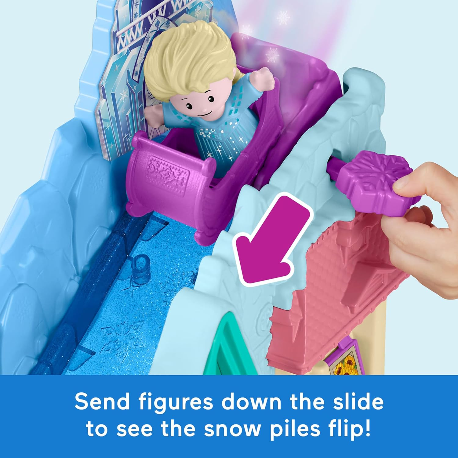 Fisher-Price Little People Toddler Toy Disney Frozen Arendelle Sledding Adventures Playset with Figures for Pretend Play Ages 18+ Months image number 2