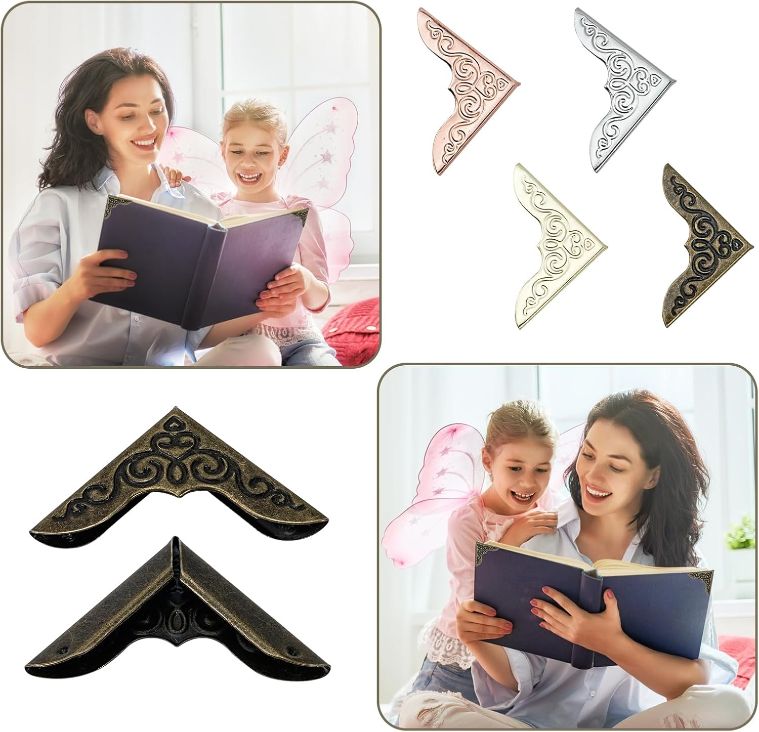 120 Pcs Metal Book Corner Protector Vintage Photo Corners, Iron Guard Cover Book Scrapbooking Corner Protector, Triangle Photo Corners for Scrapbooks Photo Albums Folder Stamp Books image number 3