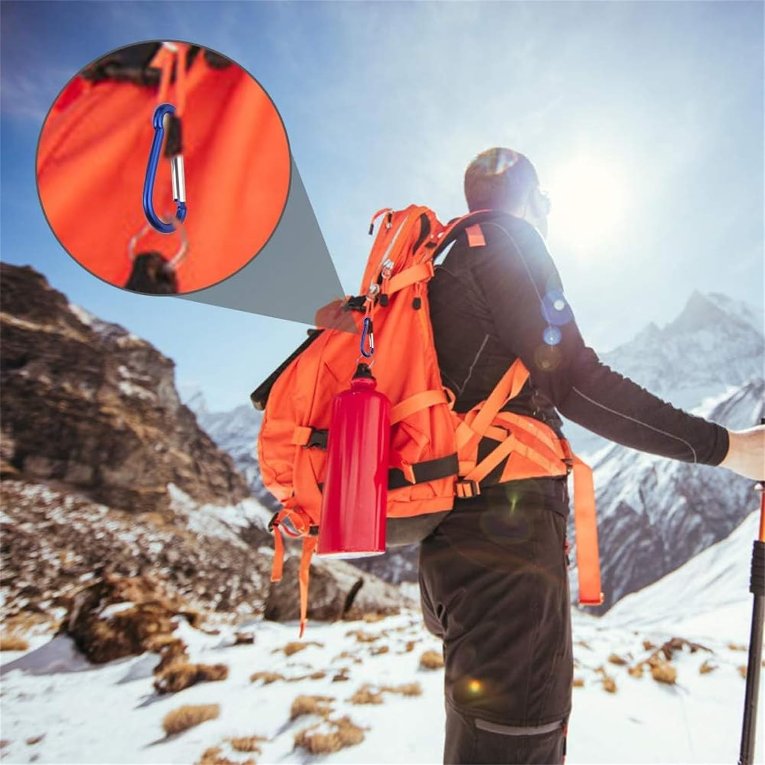 10 PCS 5.9CM Locking Carabiner Clips, Aluminum Carabiner D Ring D-Shaped Spring Snap Hook Key Clip Connect Hooks for Keychain Keyring Belt Loop Water Bottle Backpack Hiking Camping