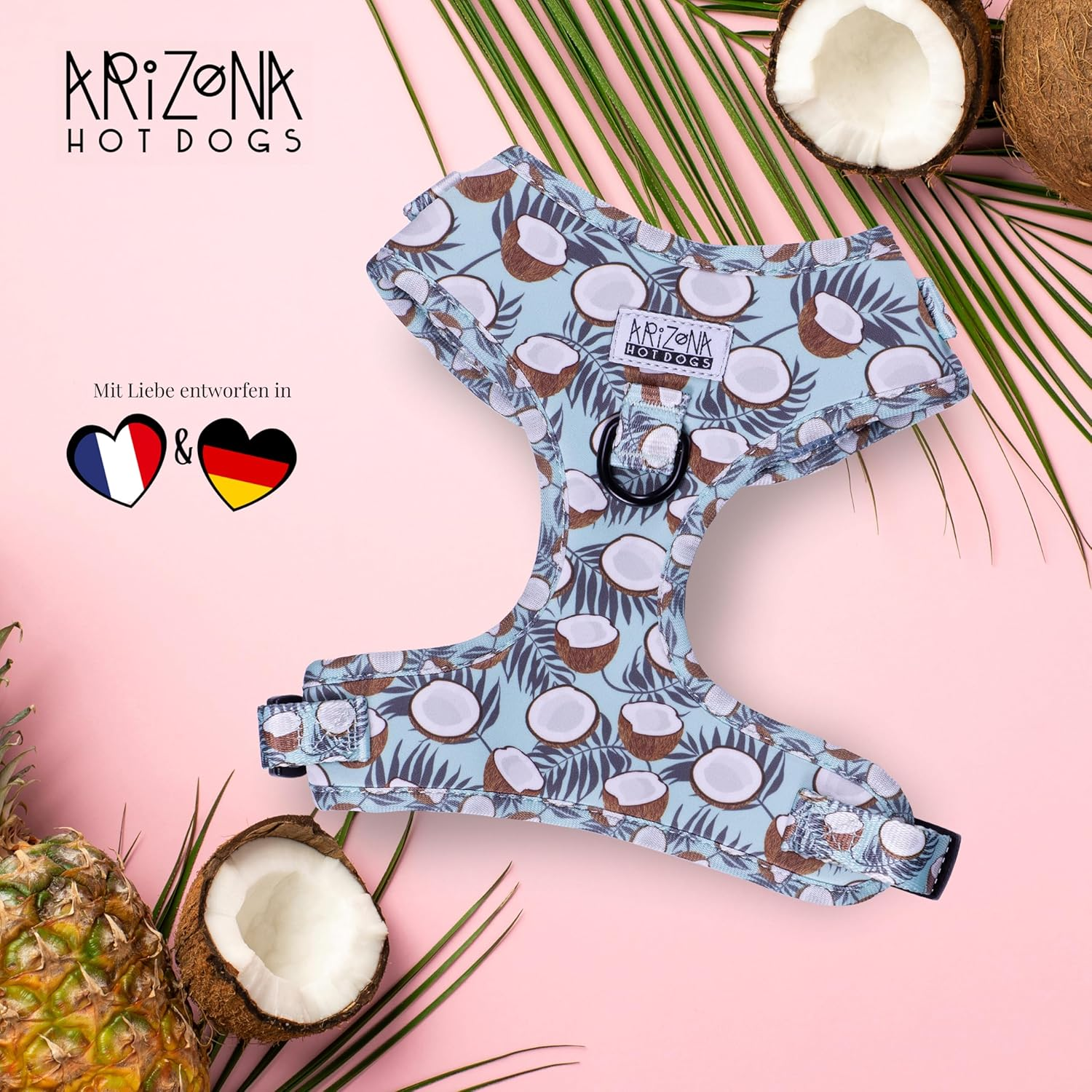 Dog Harness for Large Dogs Arizona Hotdogs Soft Harness Coconut Coconut Pattern Light Blue (L) image number 3