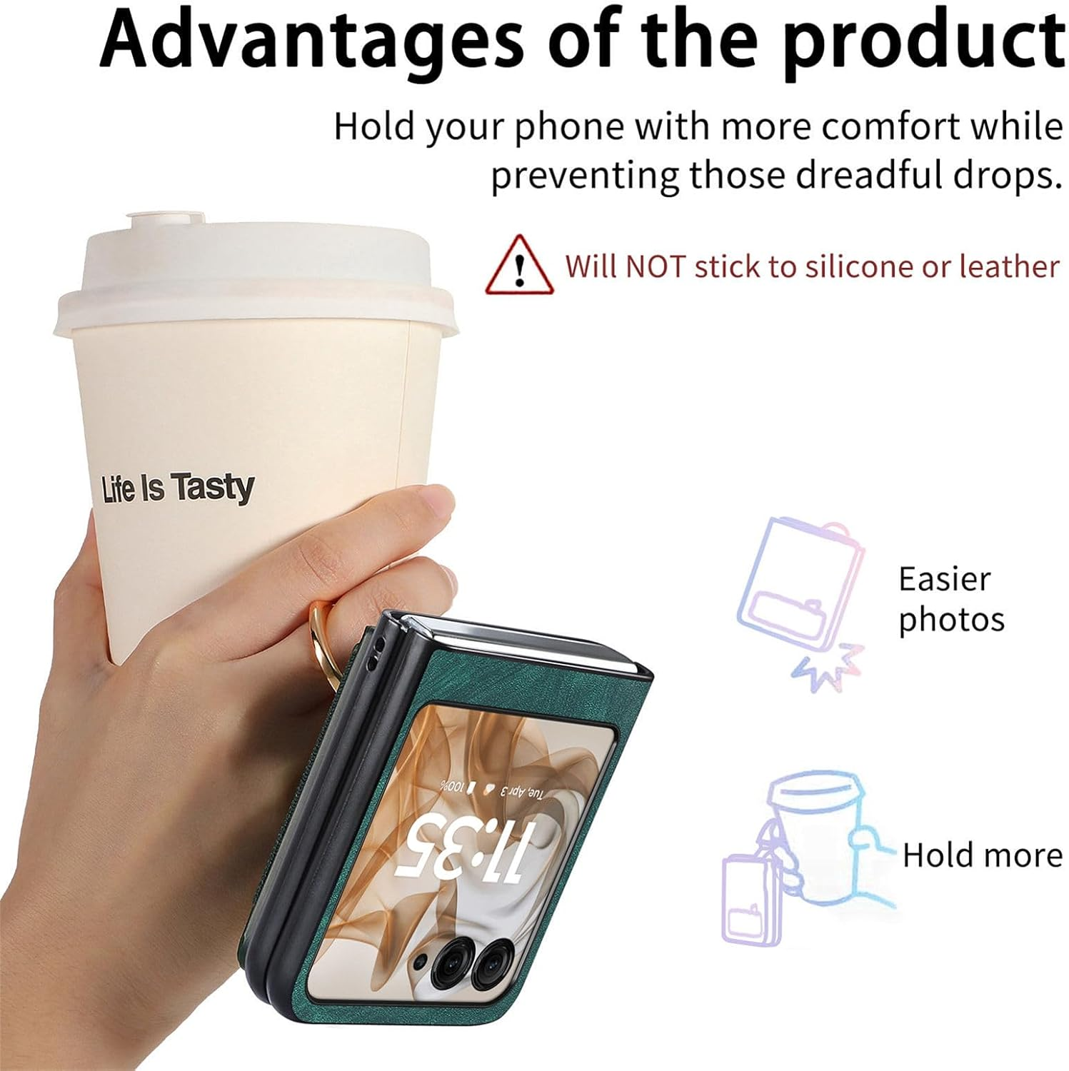 COQUE Motorola Razr 60 Mobile Phone Case with RFID Blocking Card Slot Shockproof Protective Case Cover for Motorola Razr 60 Protective Case Green - Brown image number 5