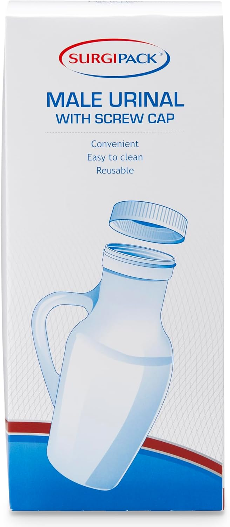 Surgipack 6362 Male Urinal Bottle with Screw Cap Lid, 1 Litre Capacity image number 4