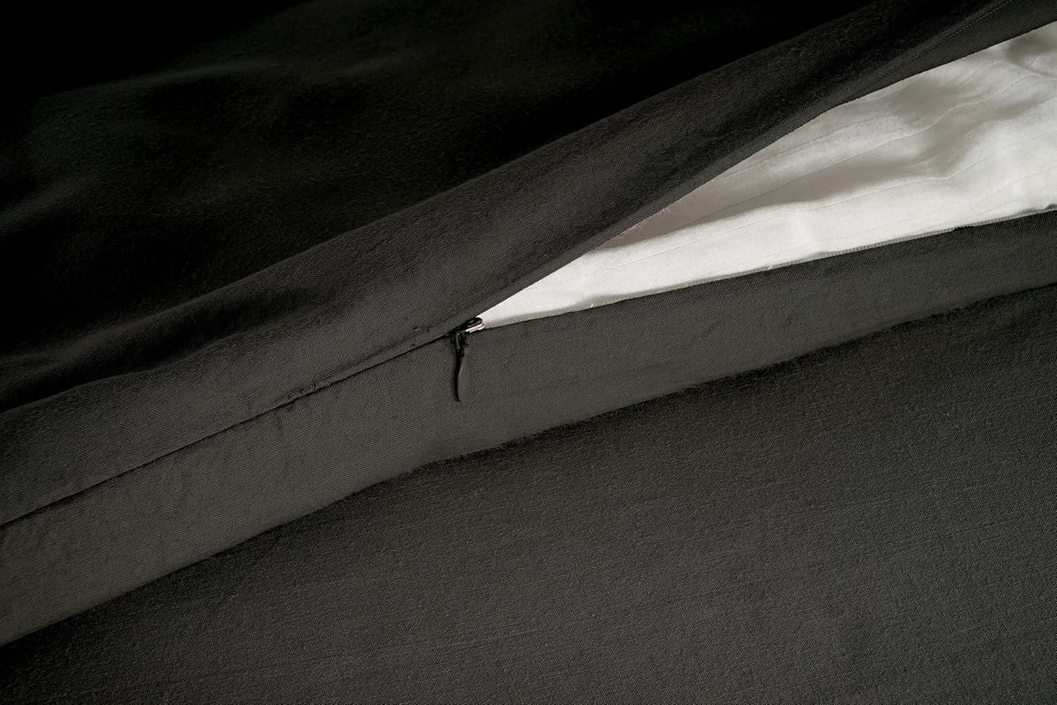 Lane Linen 100% Organic Cotton Duvet Cover 3-Piece Set (1 Duvet Cover, 2 Pillowcase), Black, Queen Quilt Cover image number 3